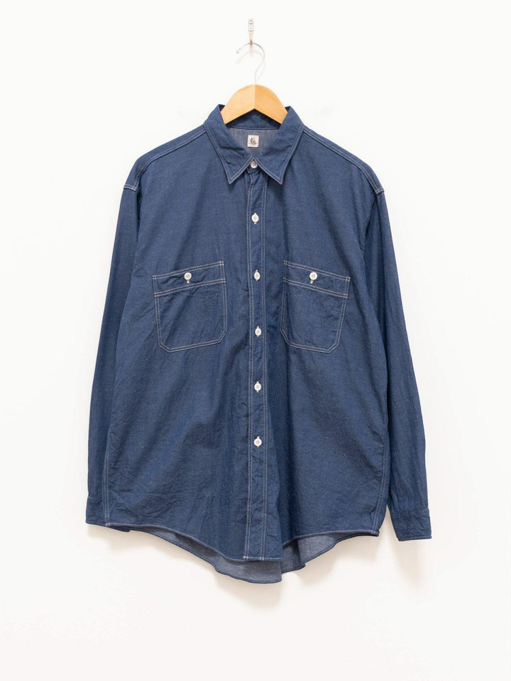 Namu Shop - Kaptain Sunshine Suvin Hemp Light Denim Work Shirt - Blue