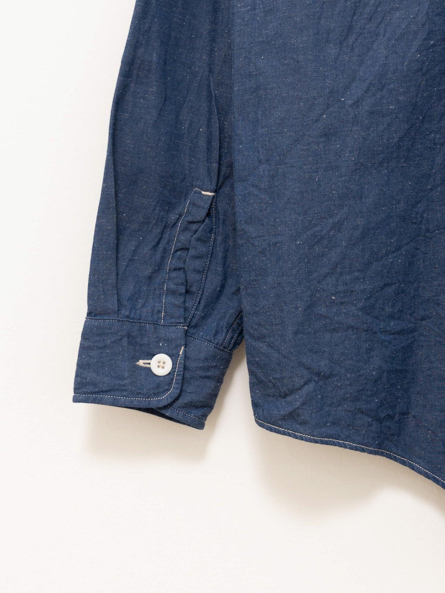 Namu Shop - Kaptain Sunshine Suvin Hemp Light Denim Work Shirt - Blue