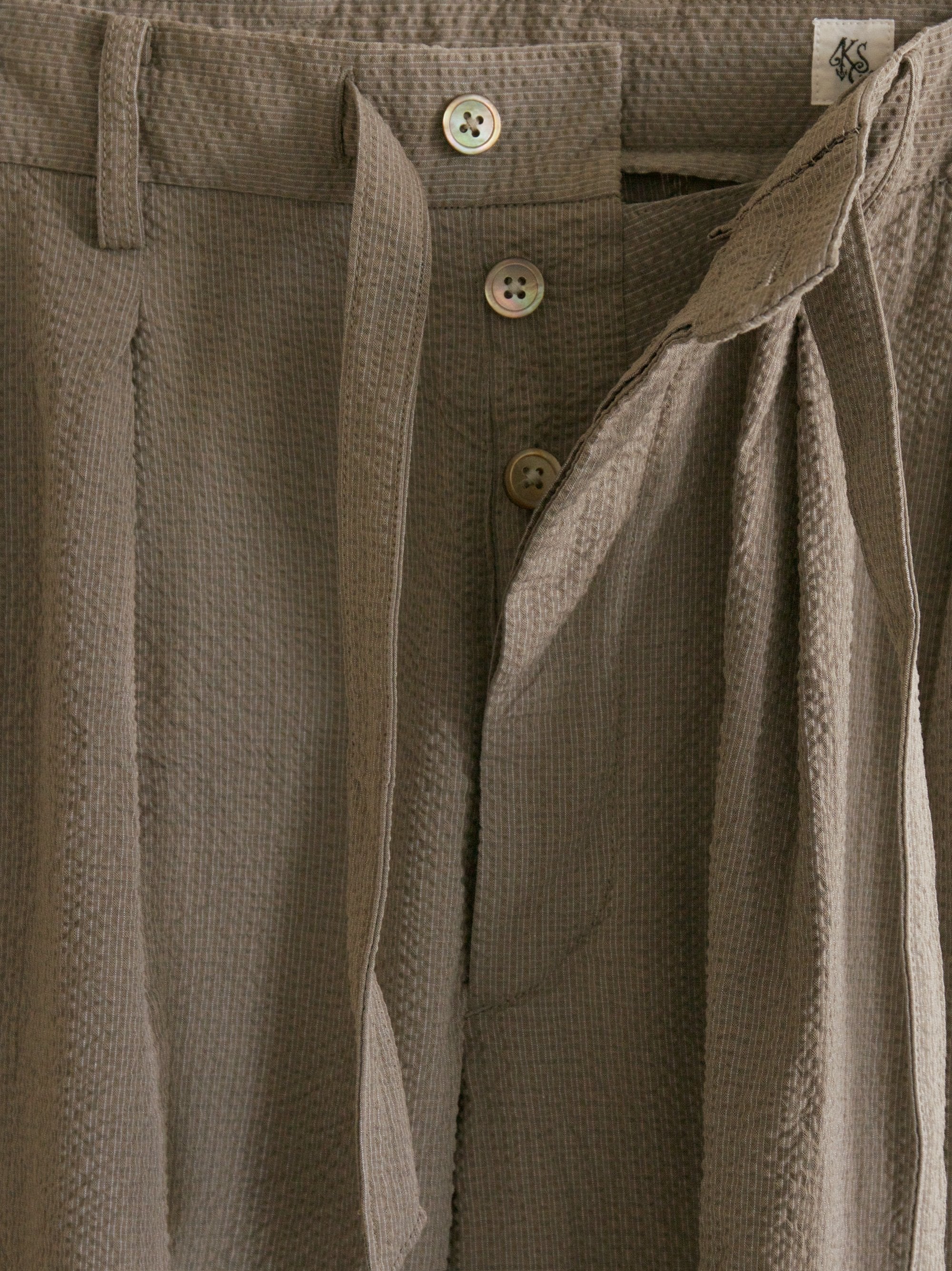 Namu Shop - Kaptain Sunshine Two Pleats Travel Trousers - Beige x Gray