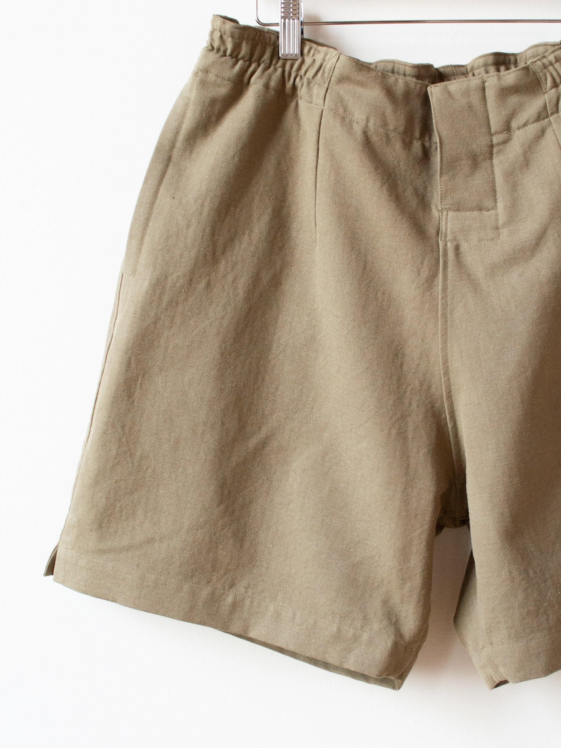 Namu Shop - Kaptain Sunshine Washed Co Linen Silk Herringbone Training Shorts - Army Green