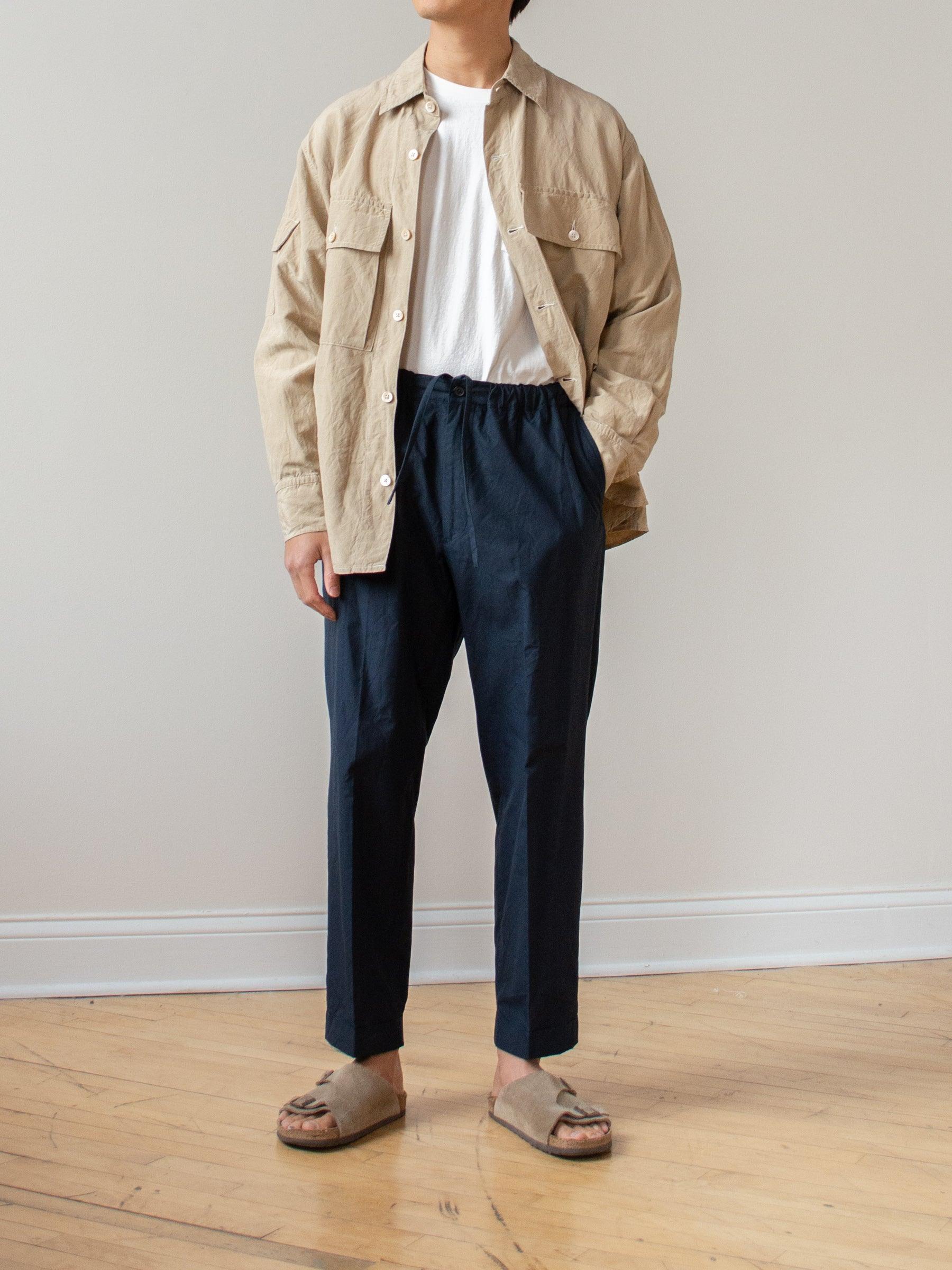 Namu Shop - Kaptain Sunshine Washed Silk Linen Field Shirt Jacket - Beige