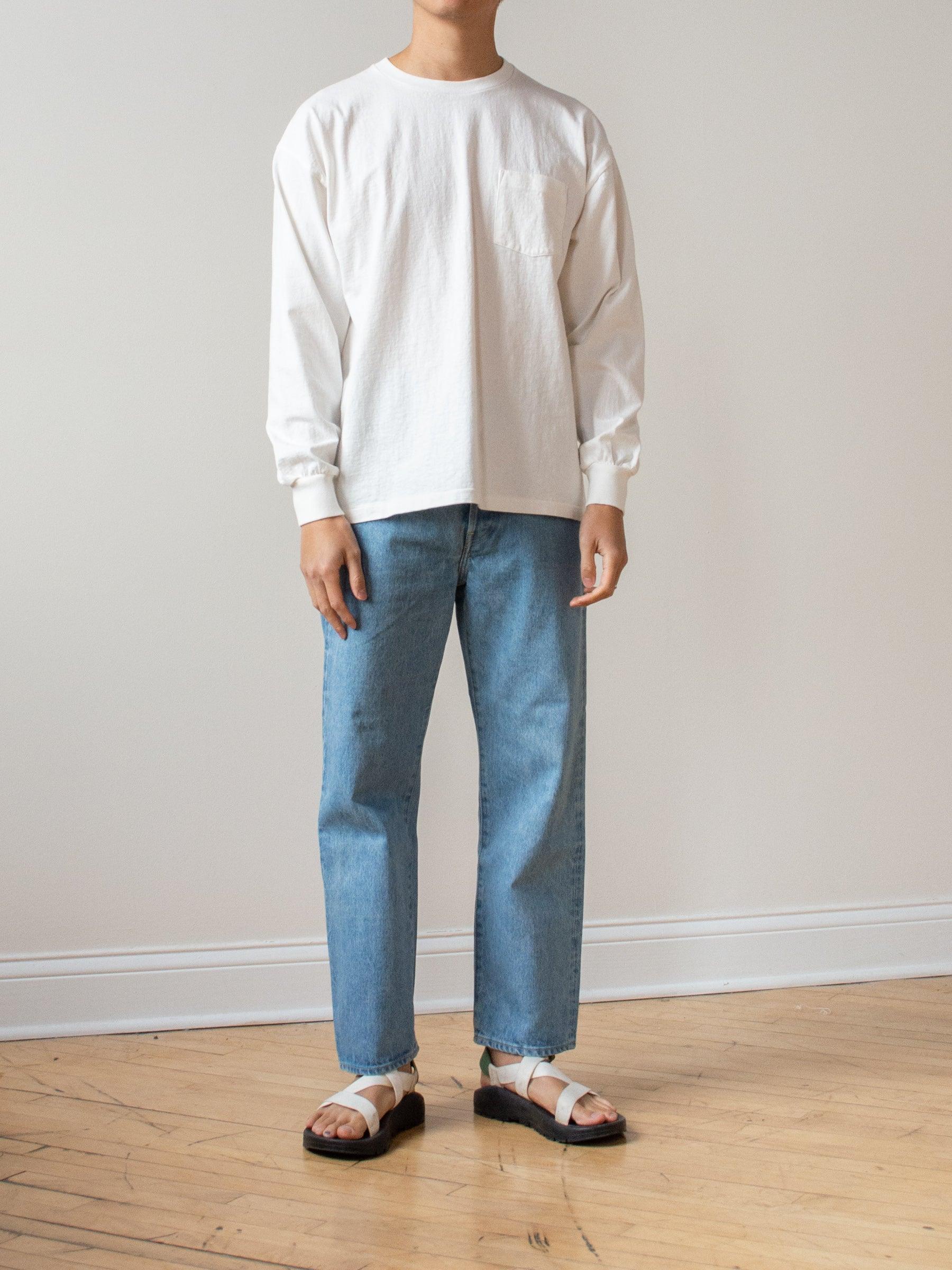 Namu Shop - Kaptain Sunshine West Coast LS Tee - White x Sand Line