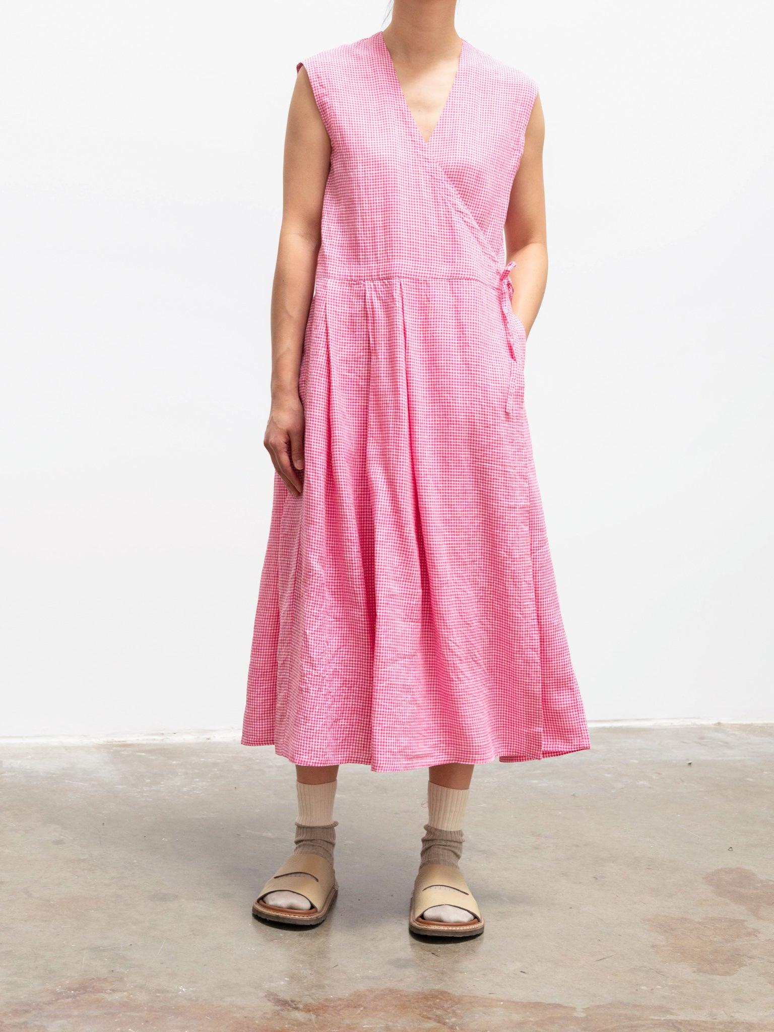 Namu Shop - Maillot Linen Cache Coeur Dress - Pink Check