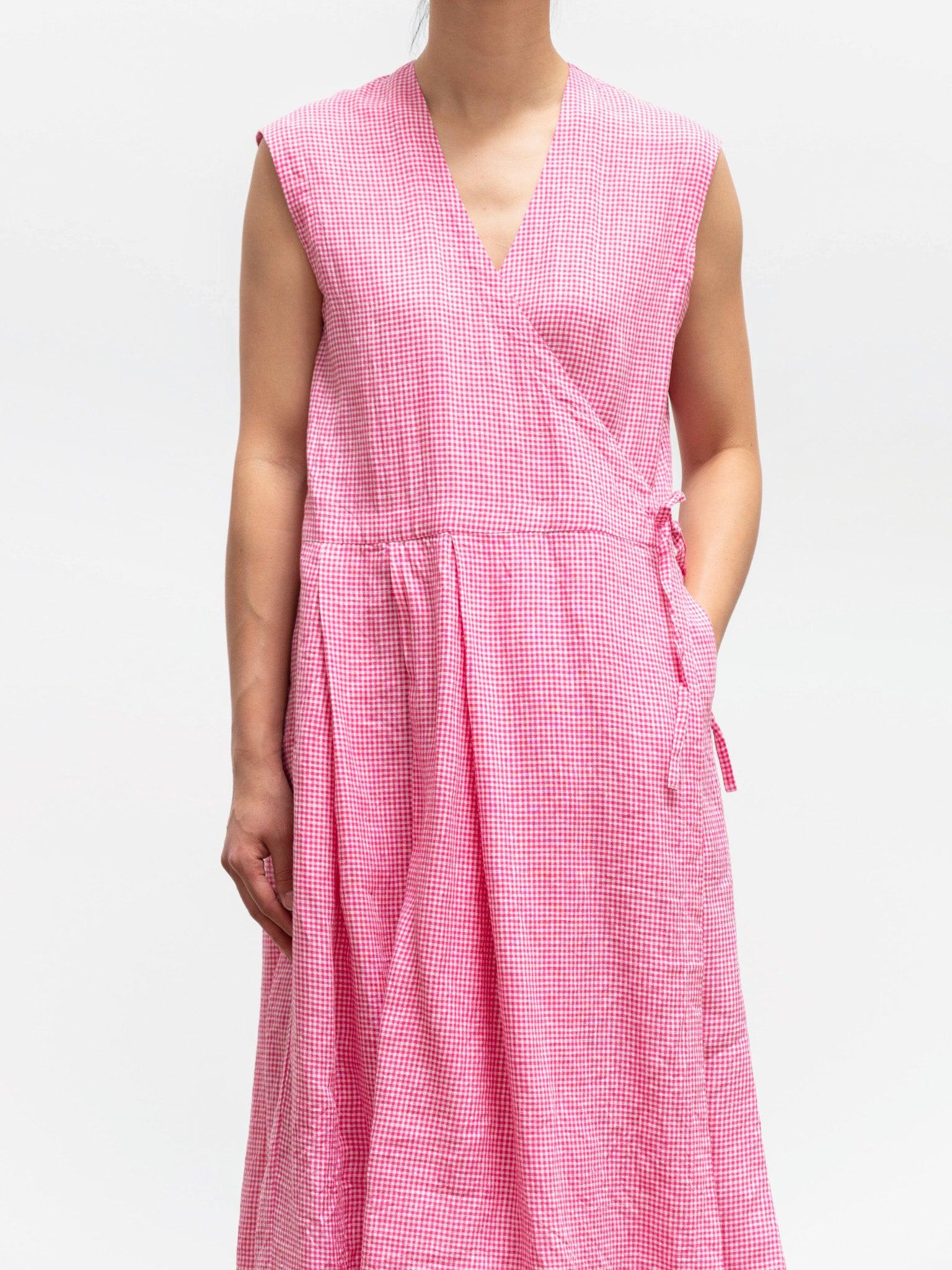 Namu Shop - Maillot Linen Cache Coeur Dress - Pink Check