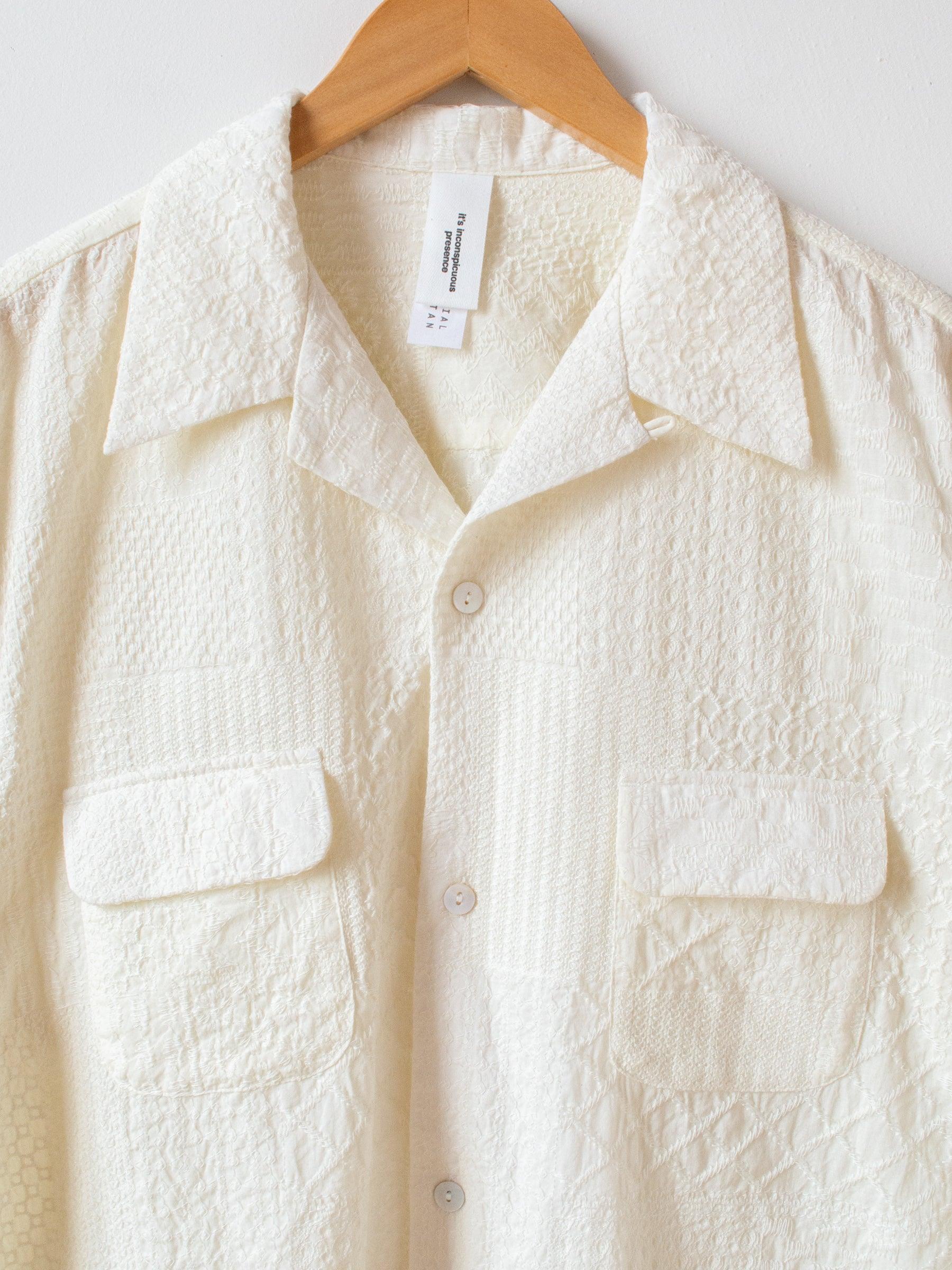 Namu Shop - Niche Crazy Lace Open Collar Shirt - White
