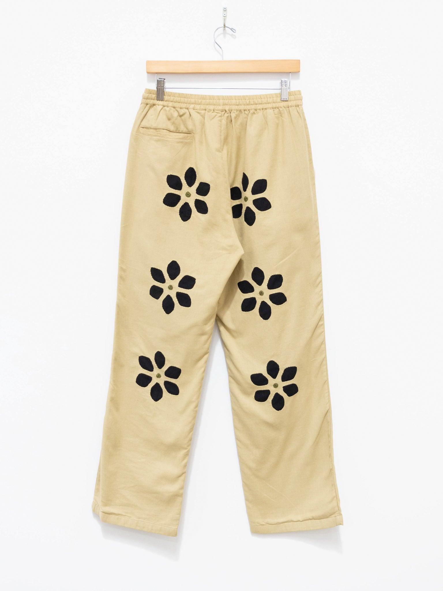Namu Shop - Niche Twill Flower Cut Work Easy Pants - Beige