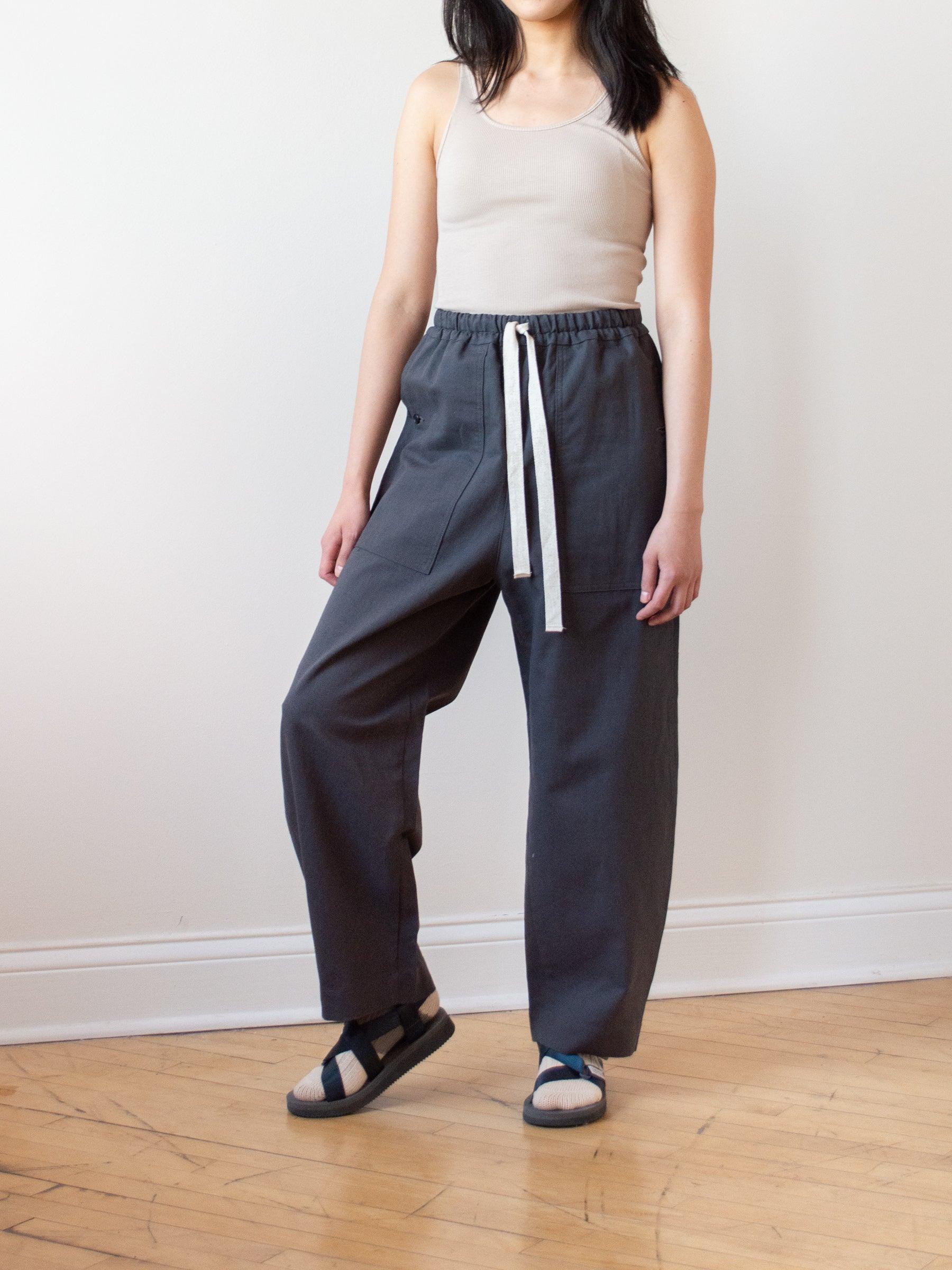 Namu Shop - Phlannel Cotton Linen Canvas Easy Trousers - Deep Gray