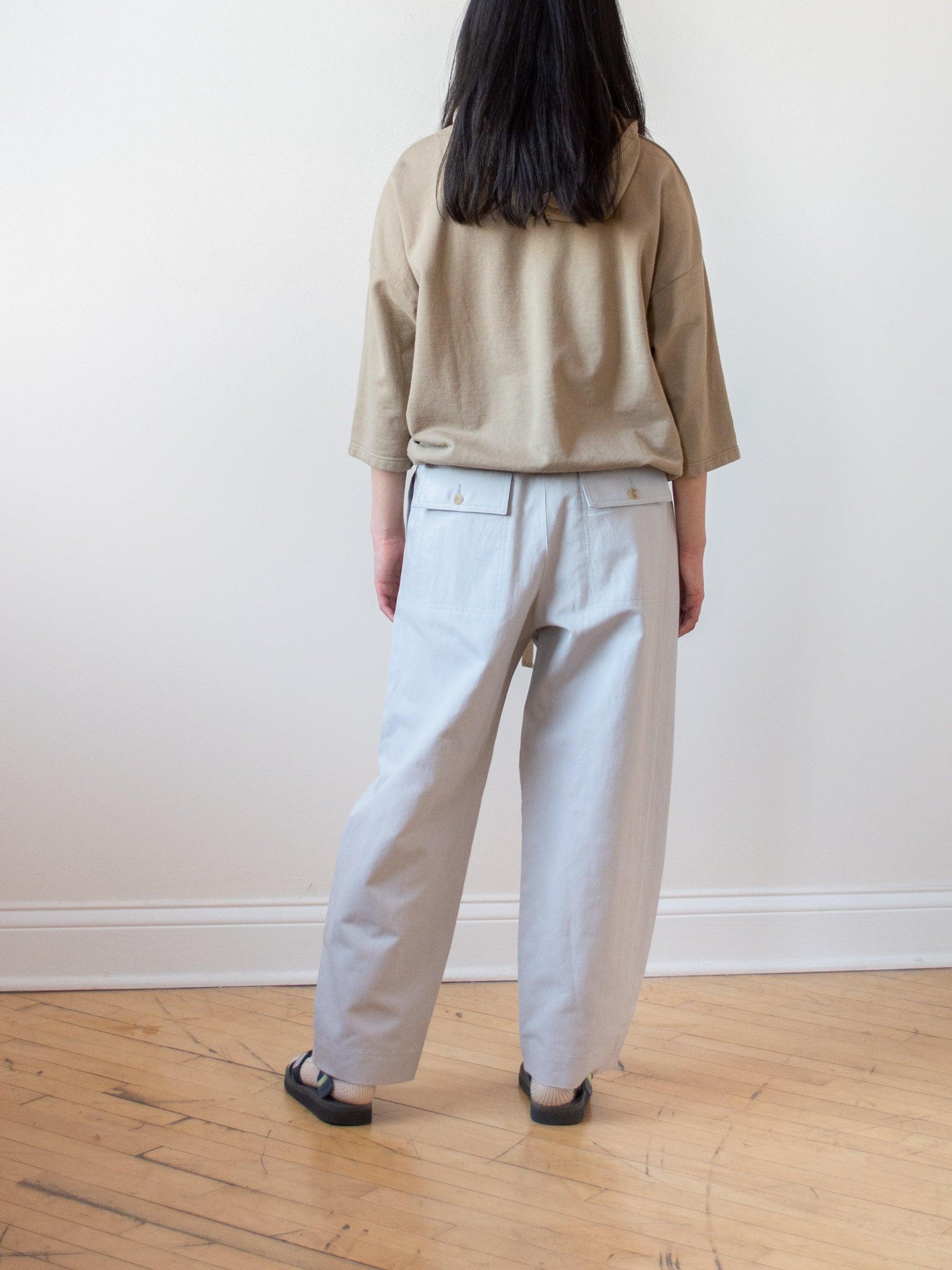 Namu Shop - Phlannel Cotton Linen Canvas Easy Trousers - Gray Blue