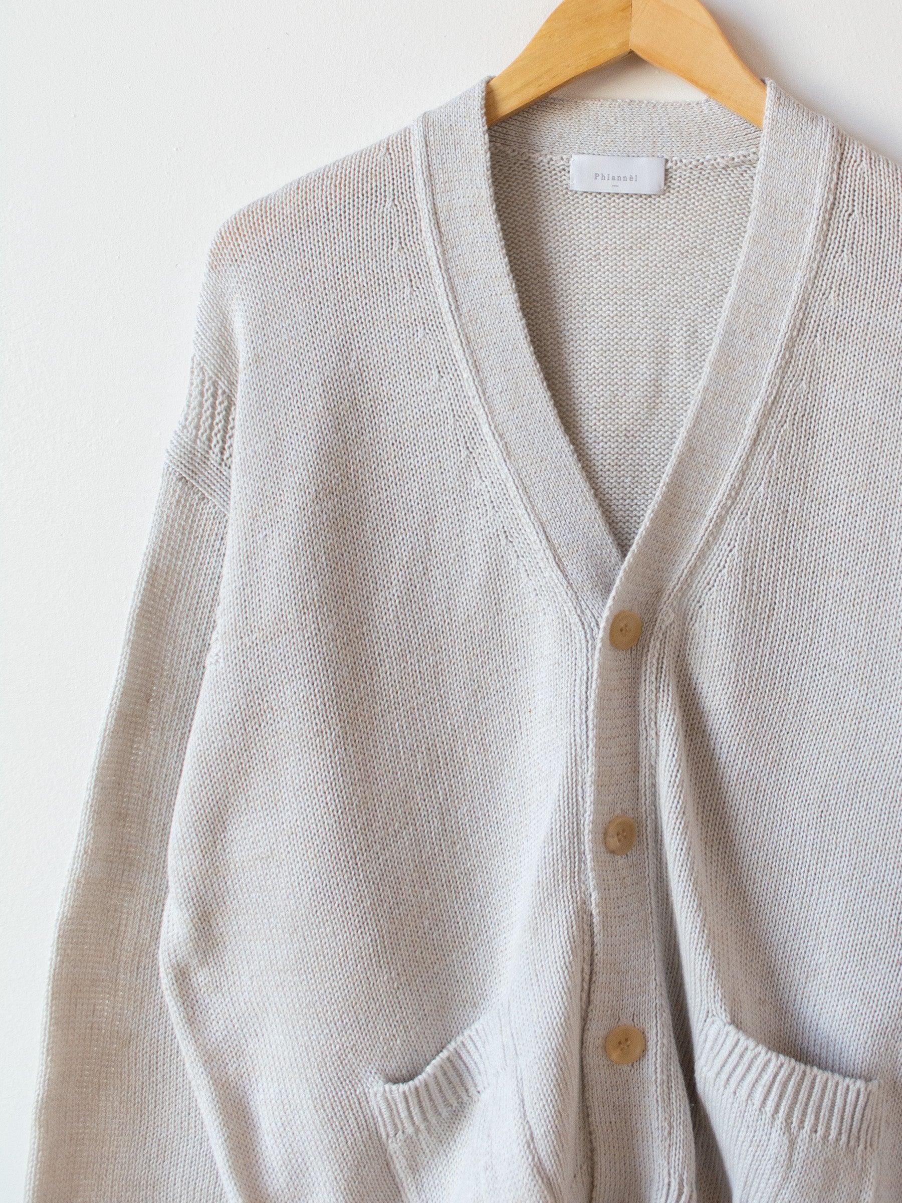 Namu Shop - Phlannel Cotton Linen Guernsey Cardigan - Light Gray Mix