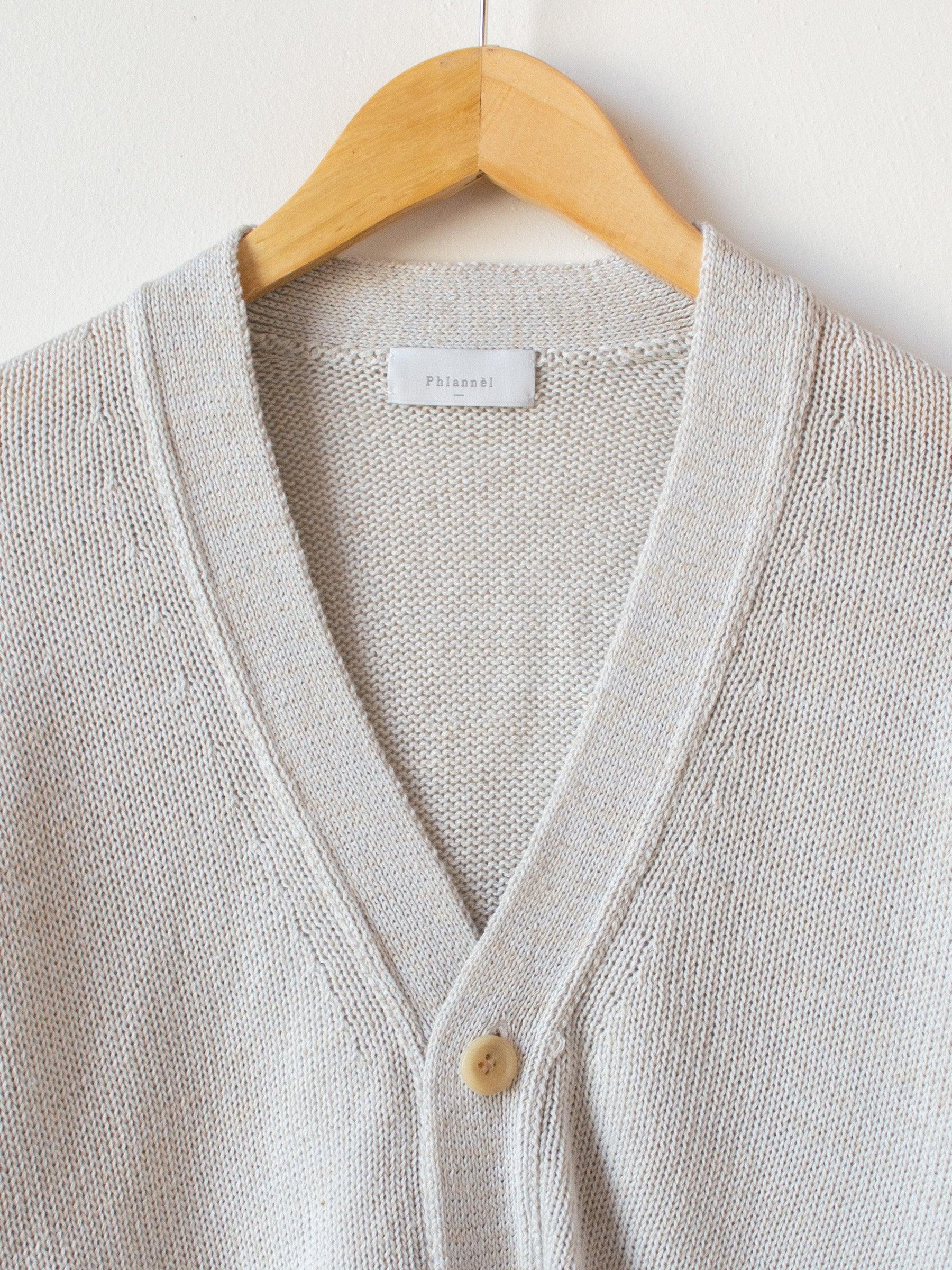 Namu Shop - Phlannel Cotton Linen Guernsey Cardigan - Light Gray Mix