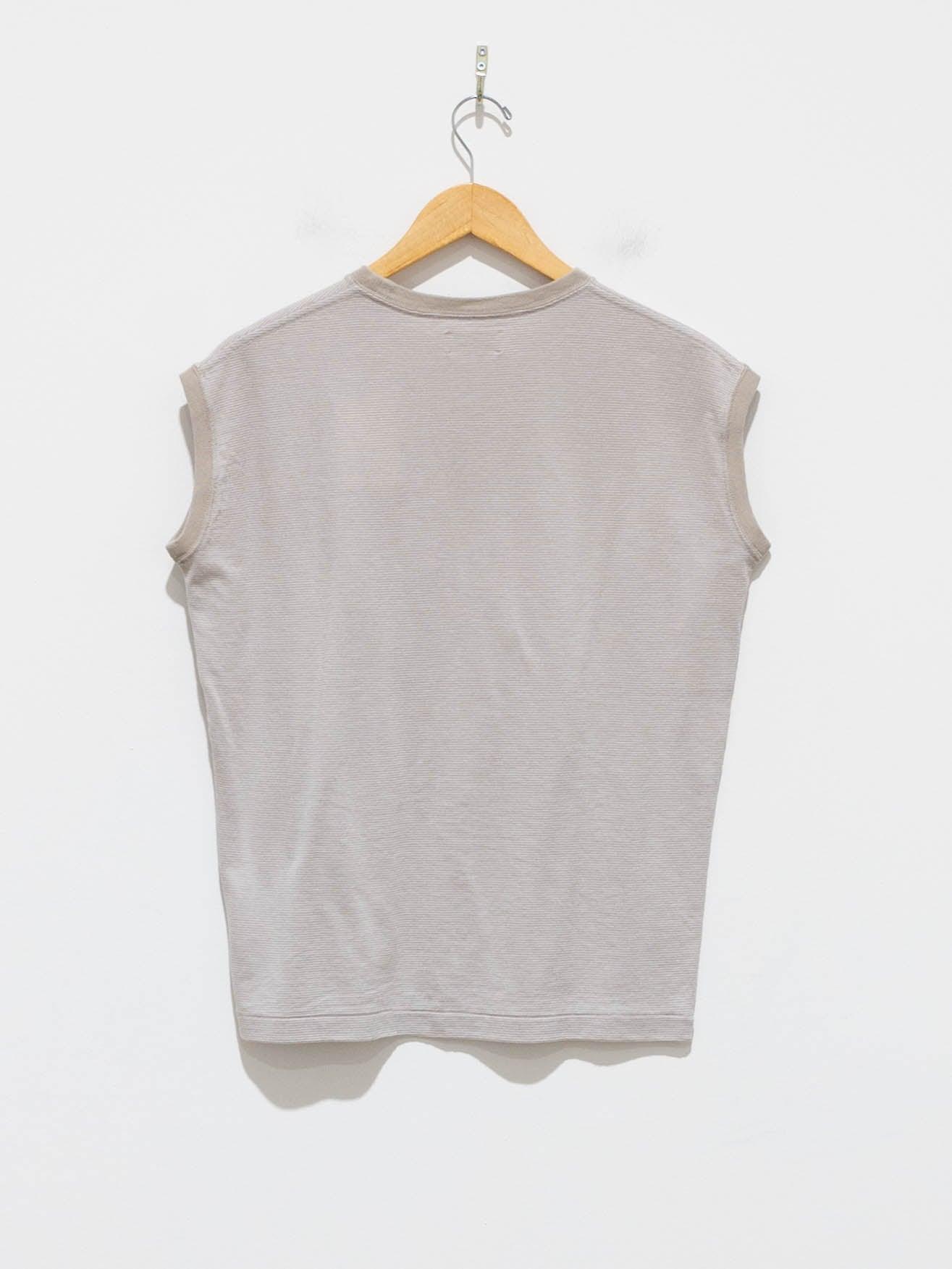 Namu Shop - Phlannel Cotton Linen Links Border Sleeveless T-Shirt - Beige