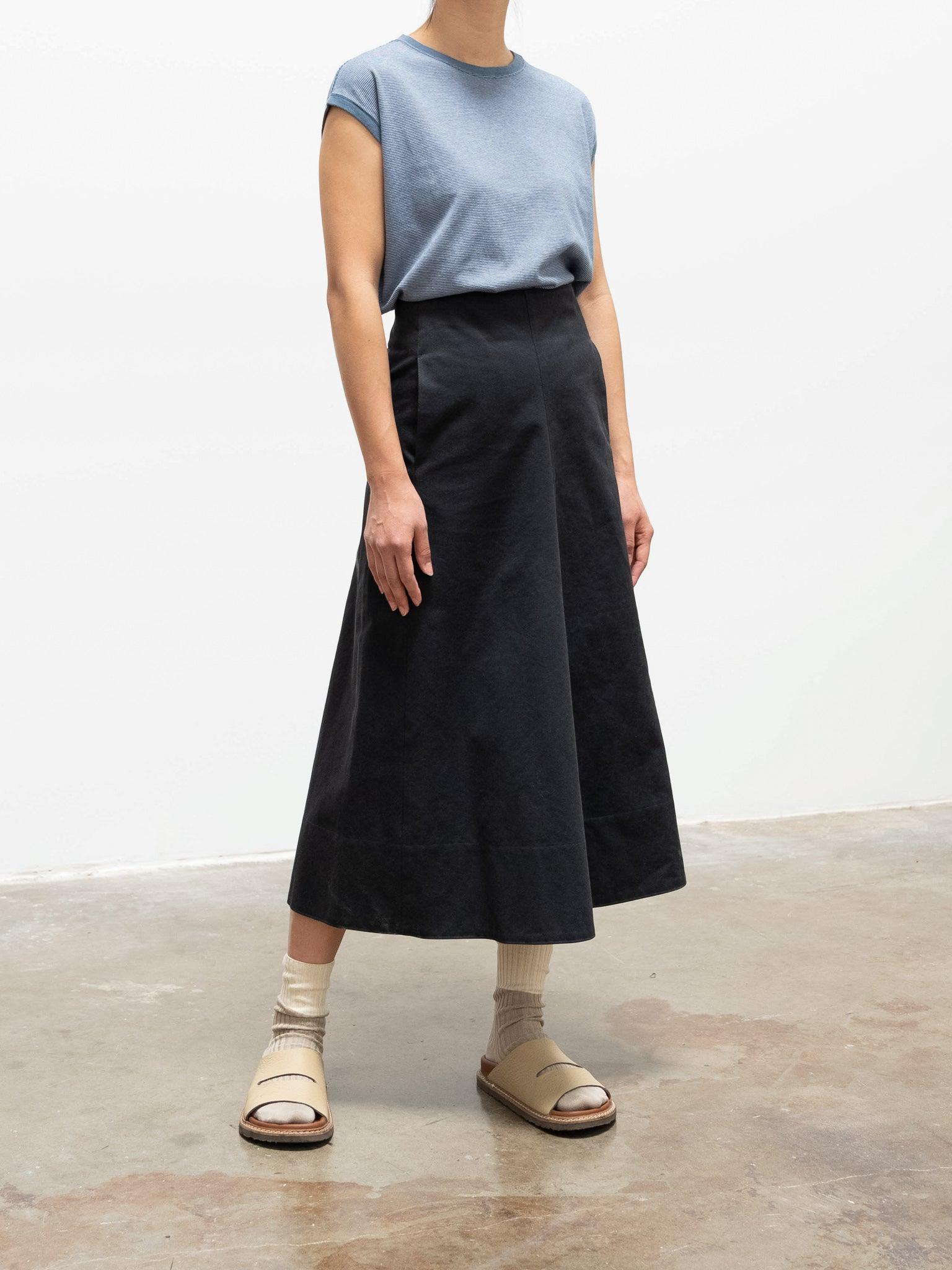 Namu Shop - Phlannel Cotton Linen Links Border Sleeveless T-Shirt - Blue