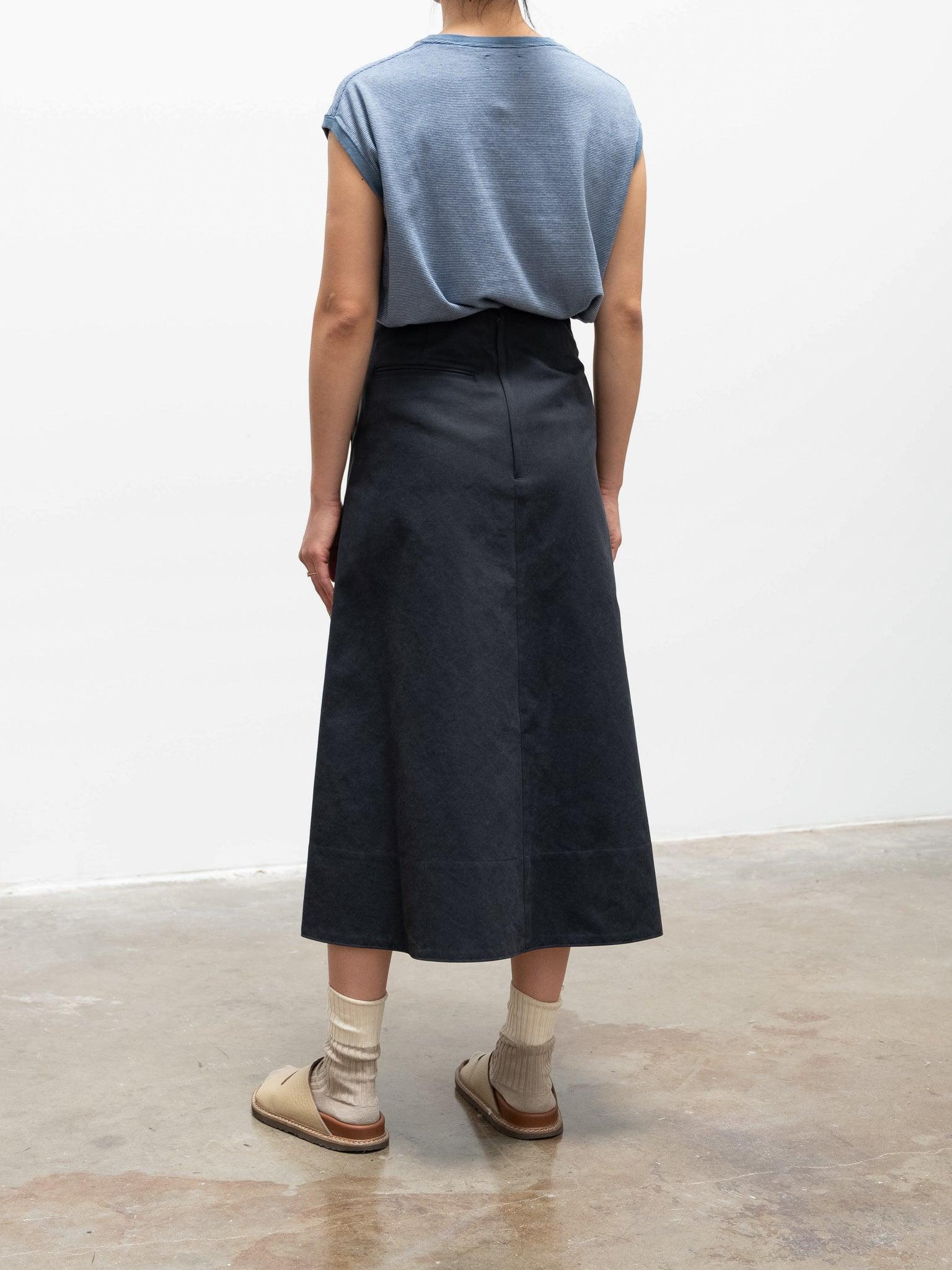 Namu Shop - Phlannel Cotton Linen Links Border Sleeveless T-Shirt - Blue