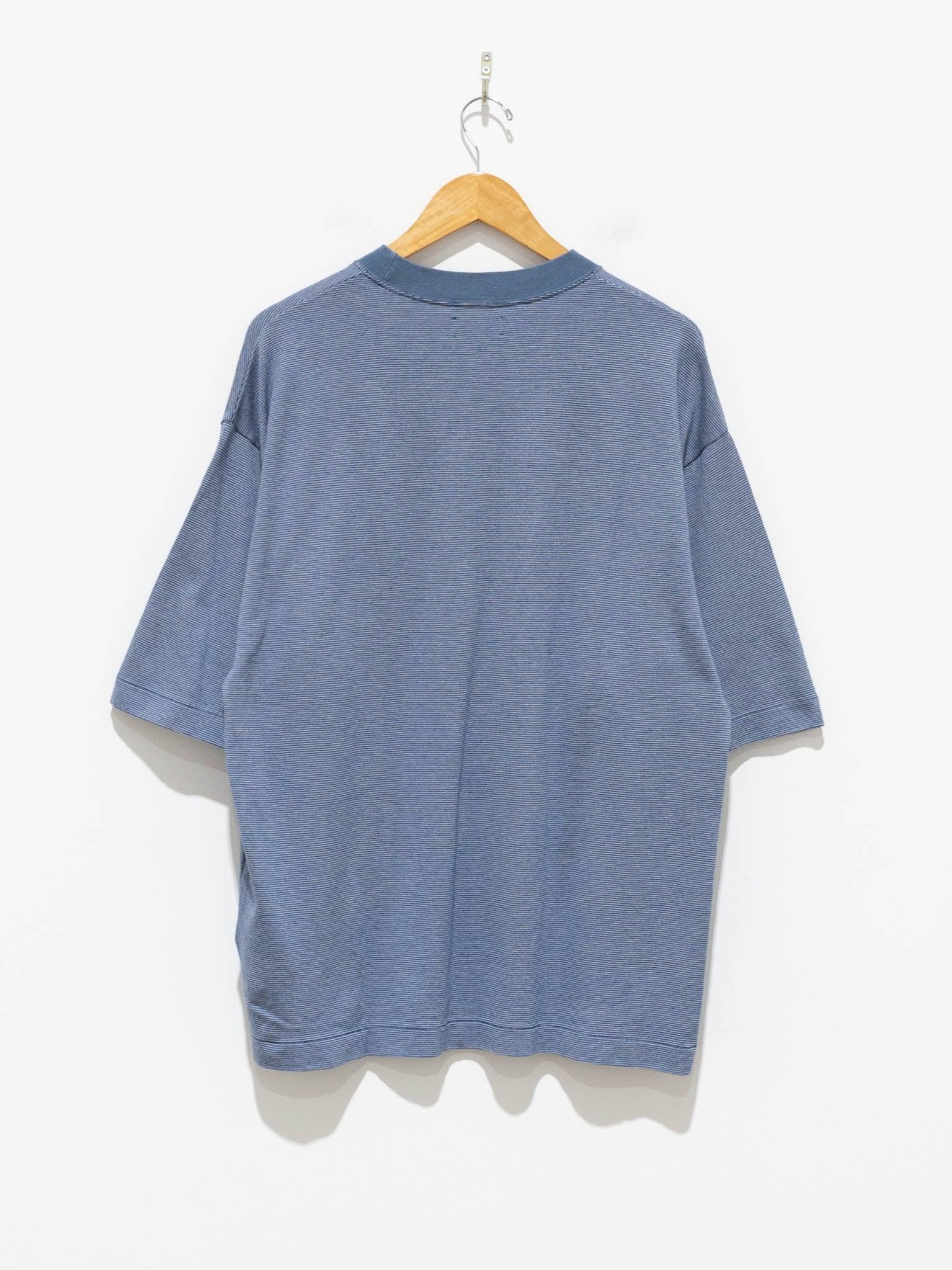 Namu Shop - Phlannel Cotton Linen Links Border T-Shirt - Blue