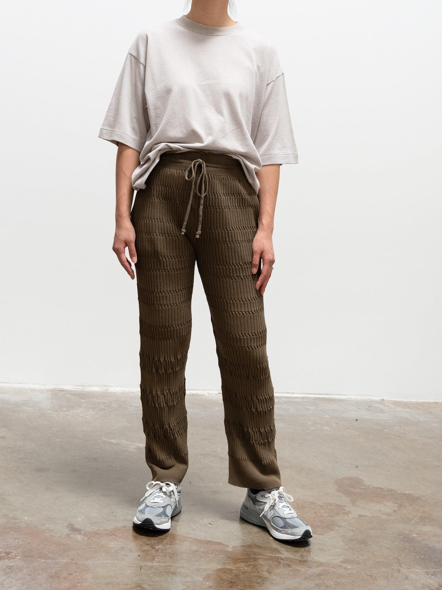 Namu Shop - Phlannel Cotton Linen Links Border T-Shirt (Women's) - Beige