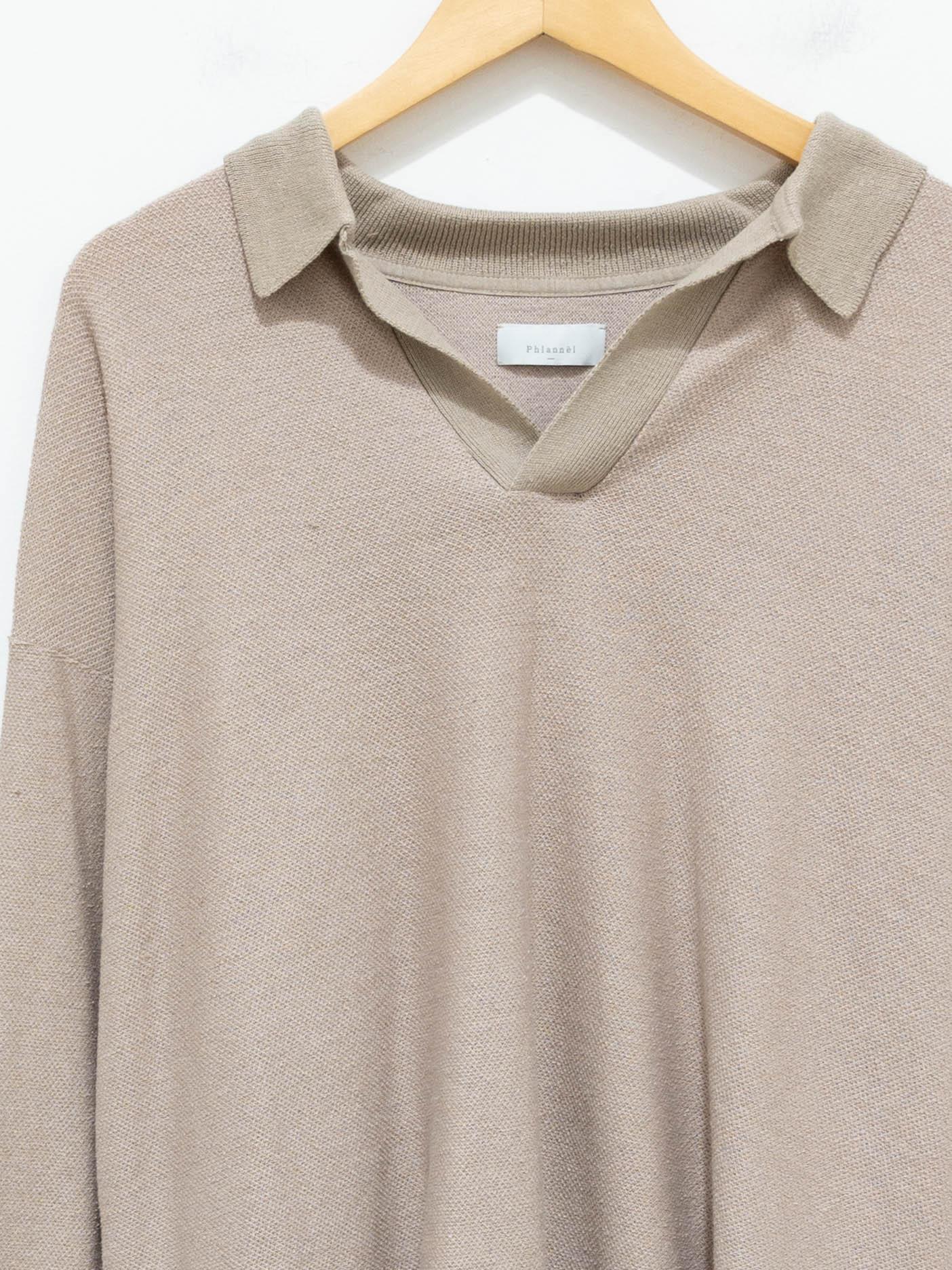 Namu Shop - Phlannel Cotton Linen Seed Stitch Skipper Polo - Beige