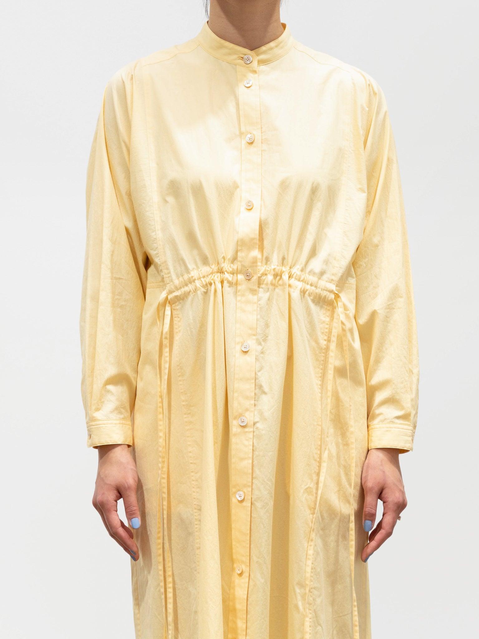 Namu Shop - Phlannel Cotton Paper Cloth Shirt Dress - Pale Yellow