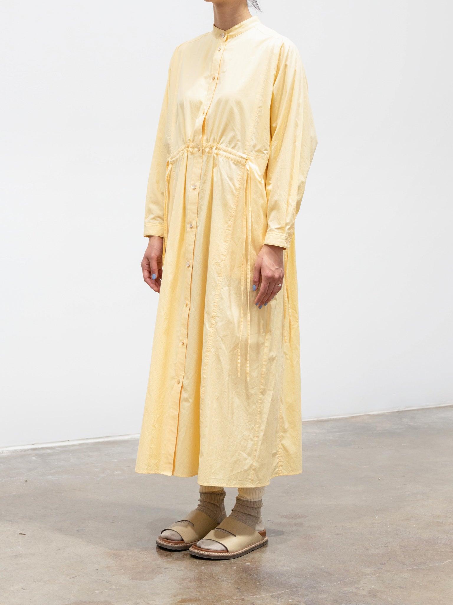 Namu Shop - Phlannel Cotton Paper Cloth Shirt Dress - Pale Yellow