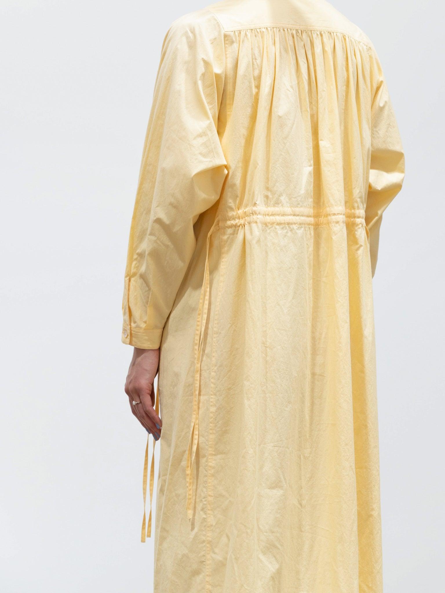 Namu Shop - Phlannel Cotton Paper Cloth Shirt Dress - Pale Yellow