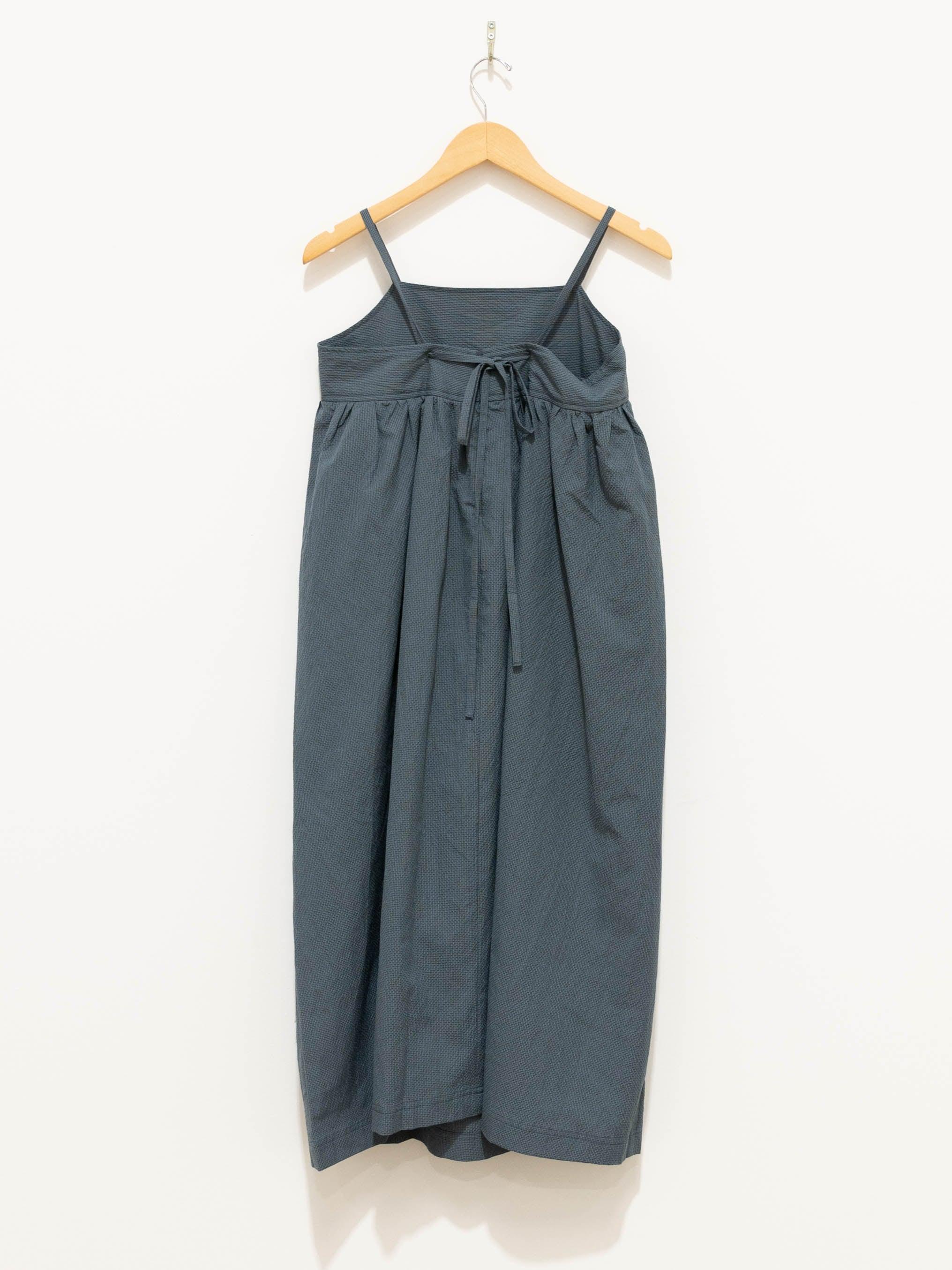 Namu Shop - Phlannel Cotton Silk Ramie Check Camisole Dress - Gray Blue