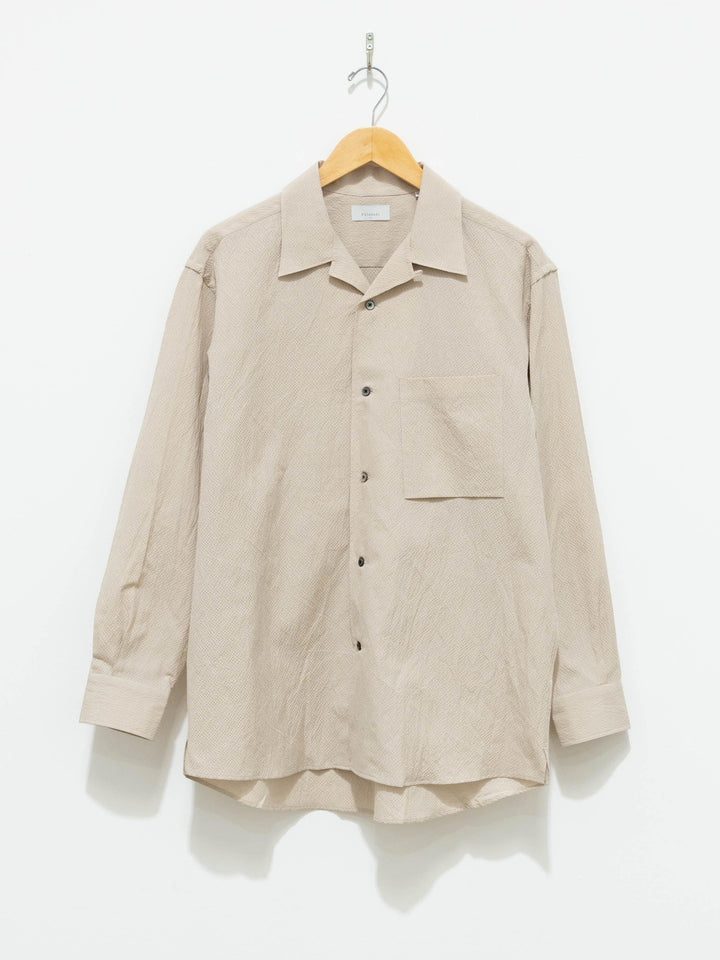Namu Shop - Phlannel Cotton Silk Ramie Check Open Collar Overshirt - Beige