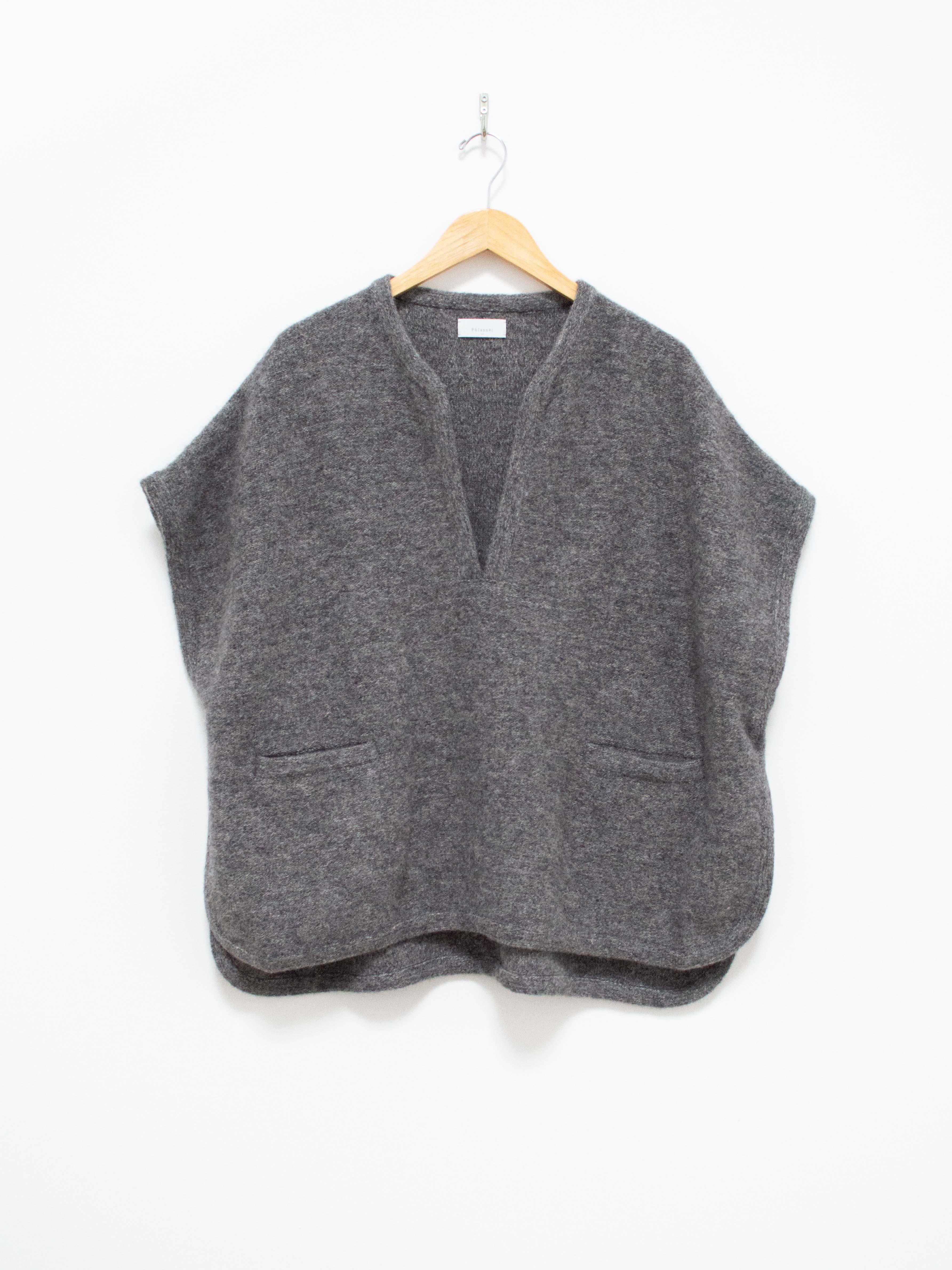 Namu Shop - Phlannel Felt Wool Knit Poncho - Charcoal