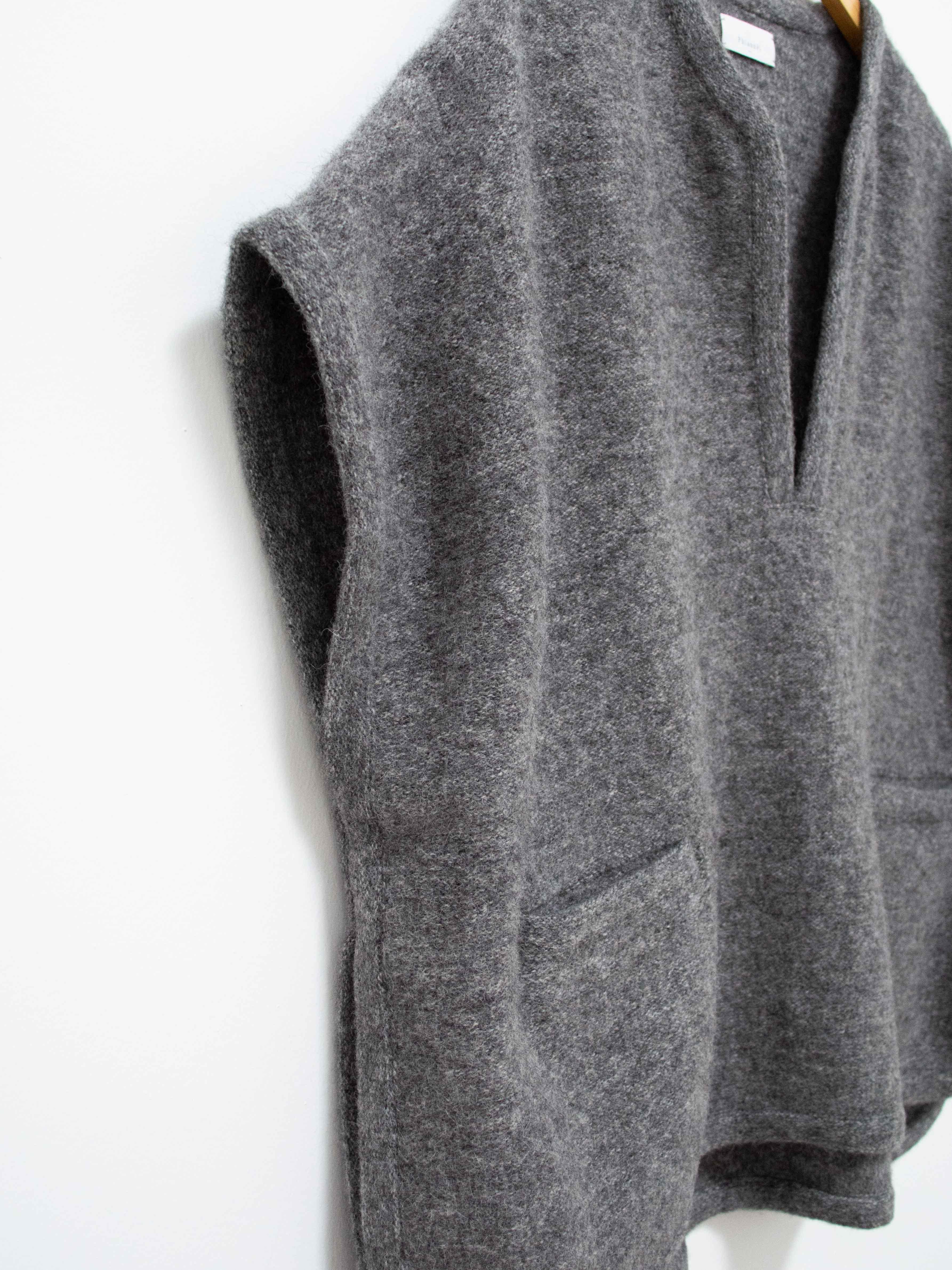 Namu Shop - Phlannel Felt Wool Knit Poncho - Charcoal