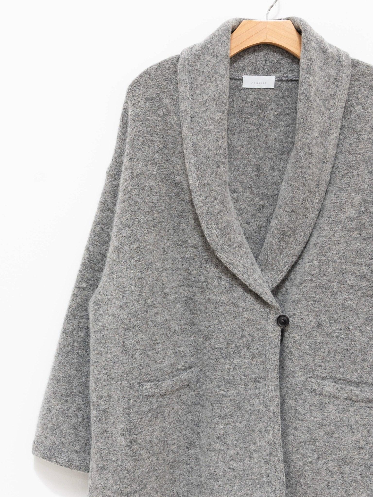 Namu Shop - Phlannel Felt Wool Knit Shawl Collar Coat - Gray