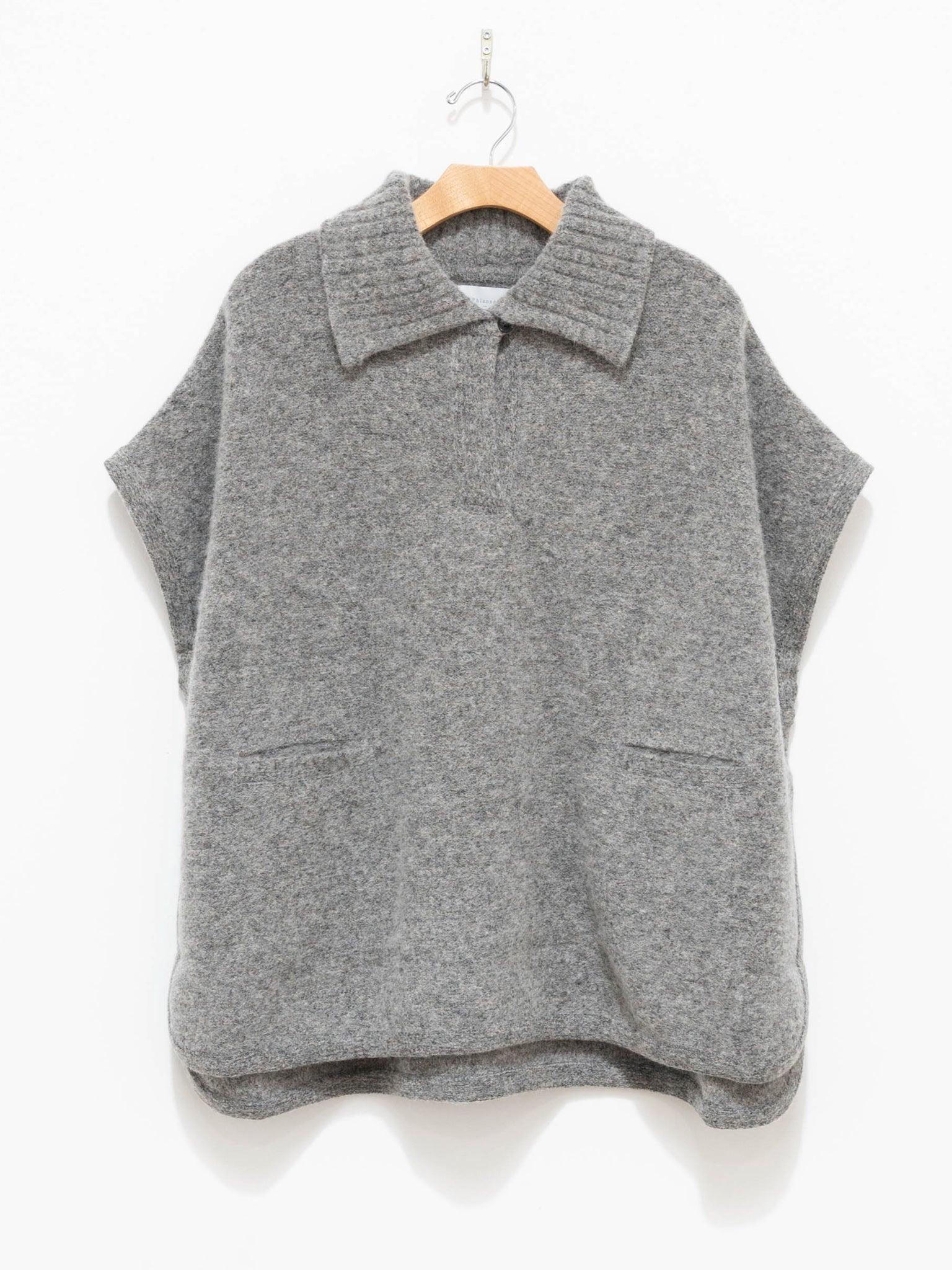 Namu Shop - Phlannel Felt Wool Knit Skipper Poncho - Gray