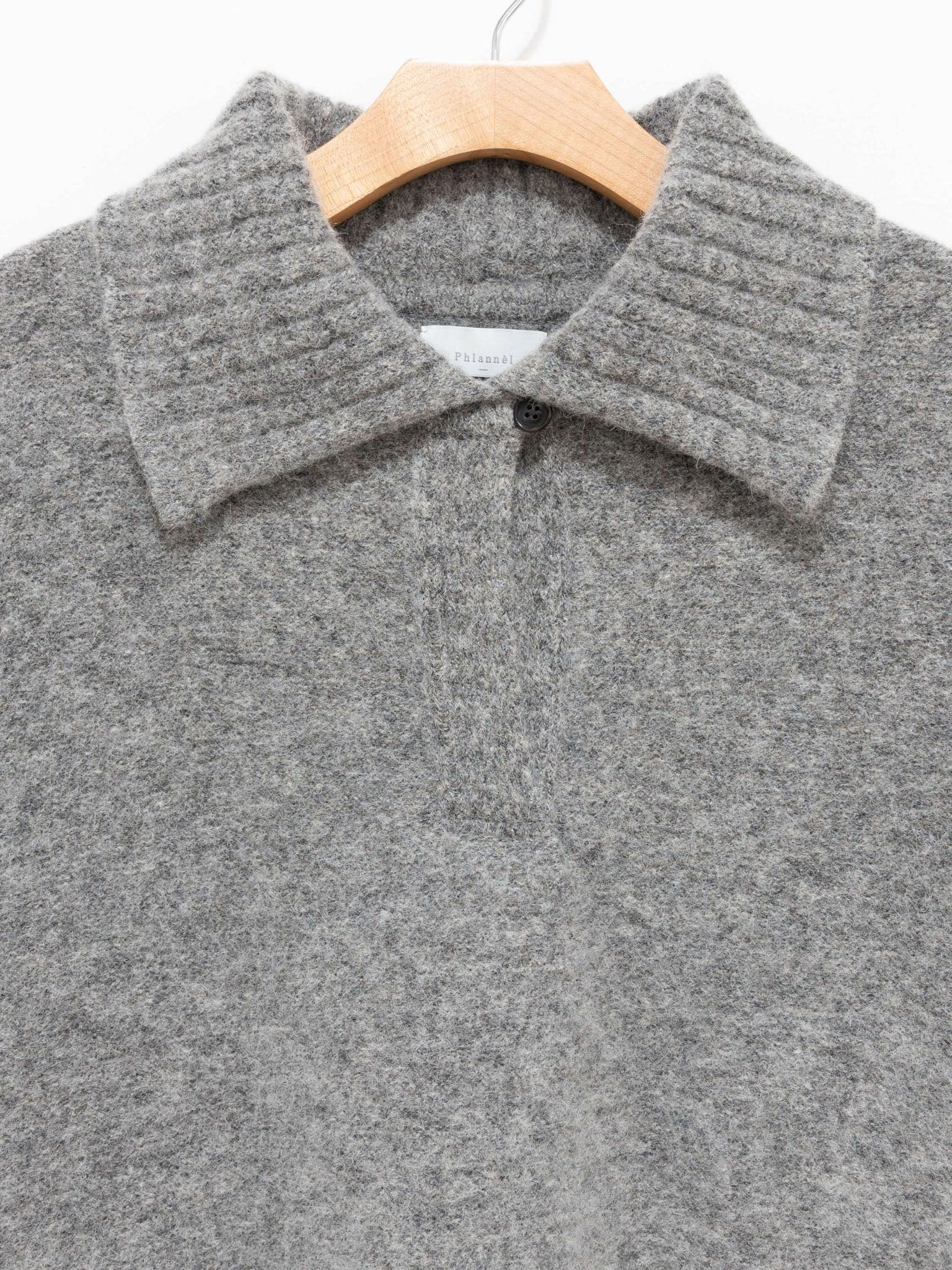 Namu Shop - Phlannel Felt Wool Knit Skipper Poncho - Gray