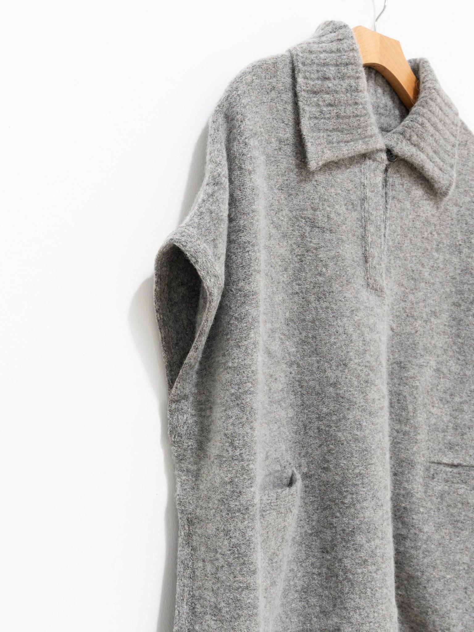 Namu Shop - Phlannel Felt Wool Knit Skipper Poncho - Gray