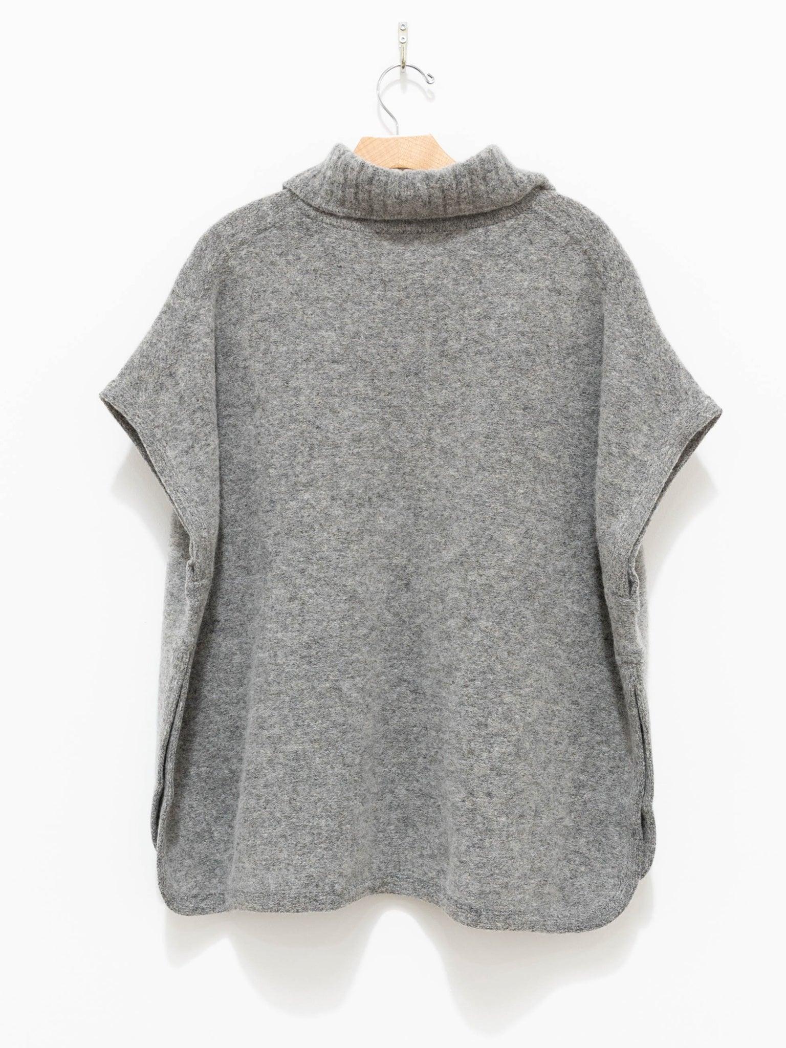 Namu Shop - Phlannel Felt Wool Knit Skipper Poncho - Gray