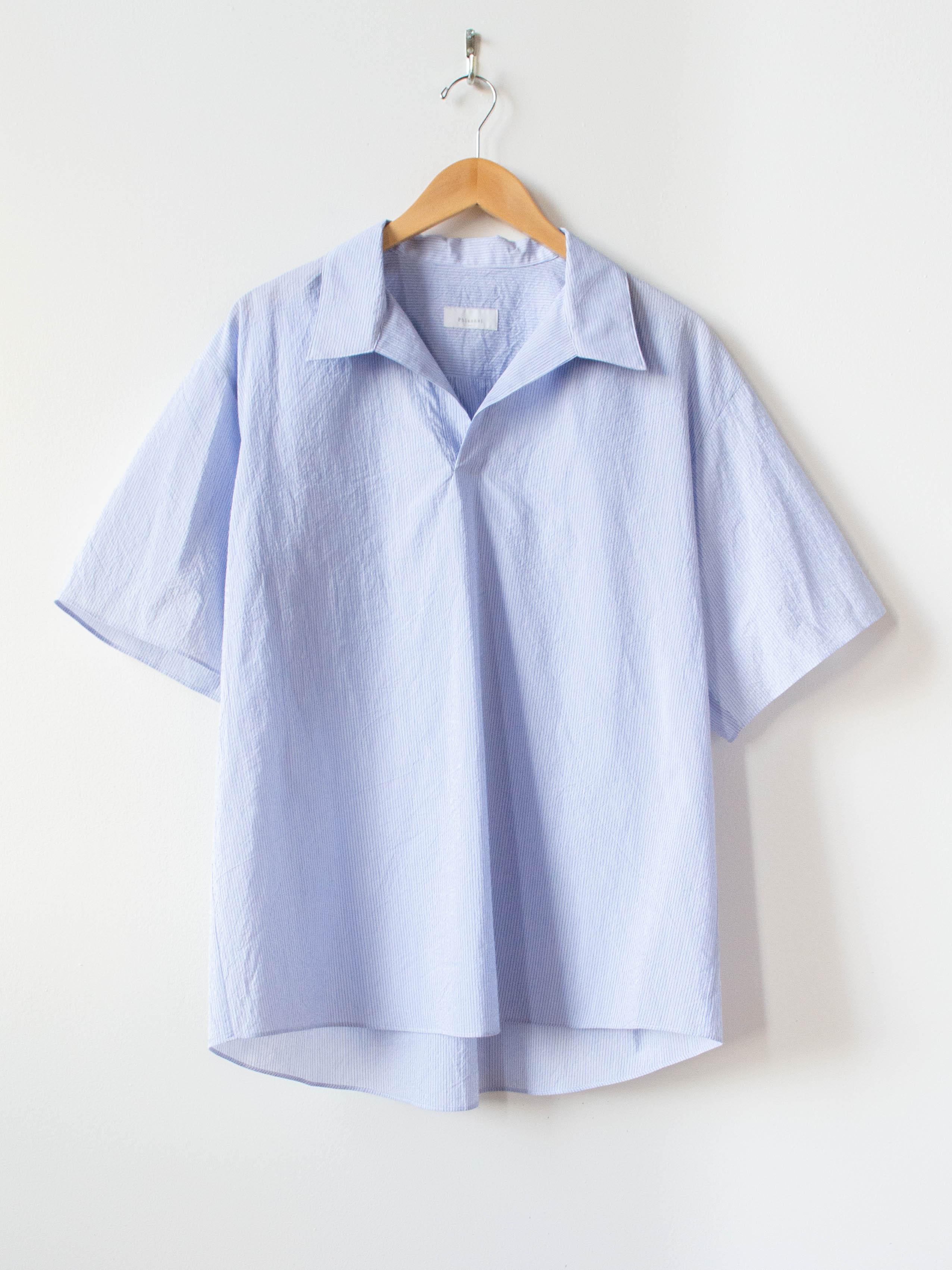 Namu Shop - Phlannel Finx Cotton Cordlane Skipper Collar Shirt - Blue Stripe