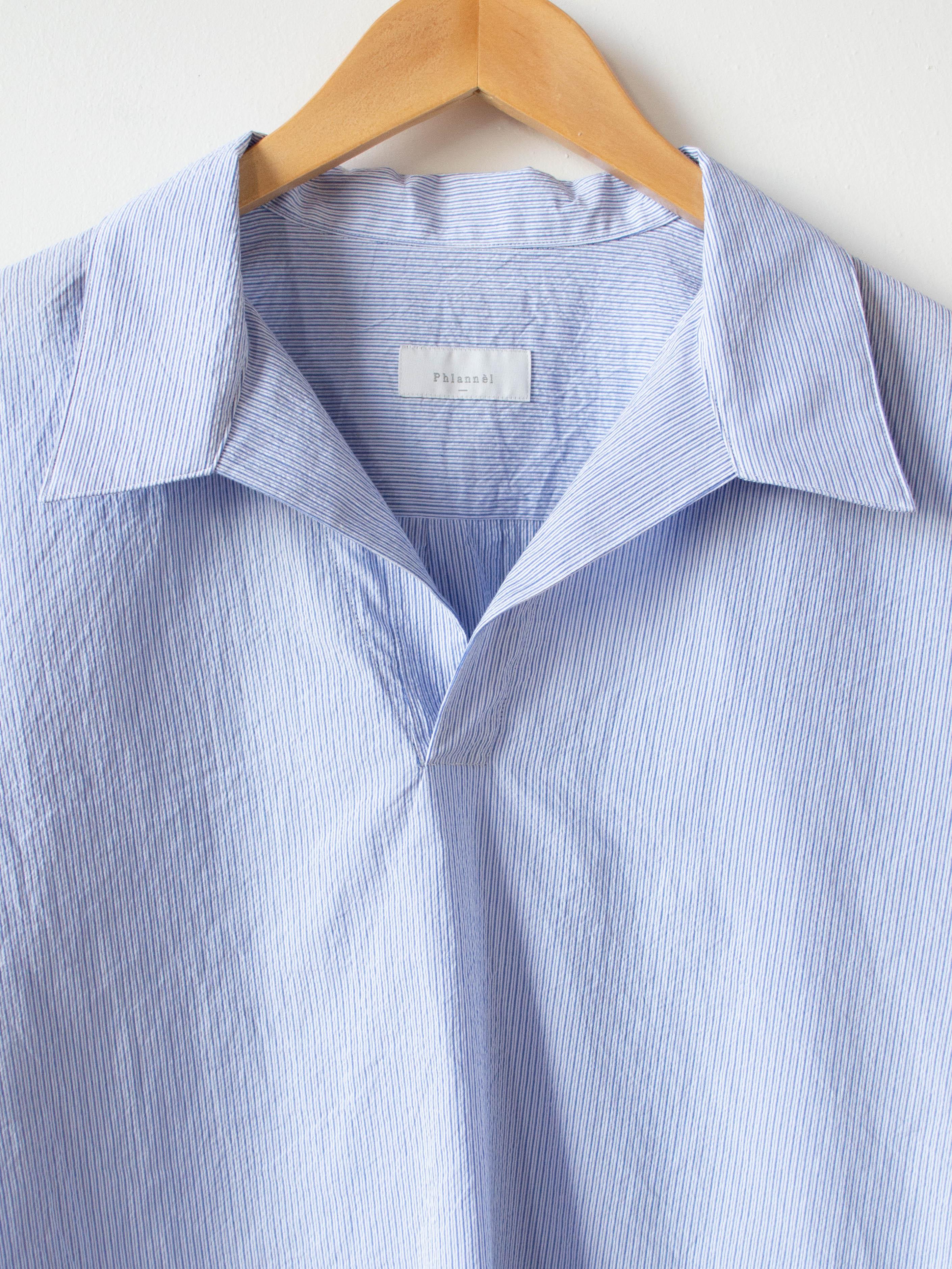 Namu Shop - Phlannel Finx Cotton Cordlane Skipper Collar Shirt - Blue Stripe