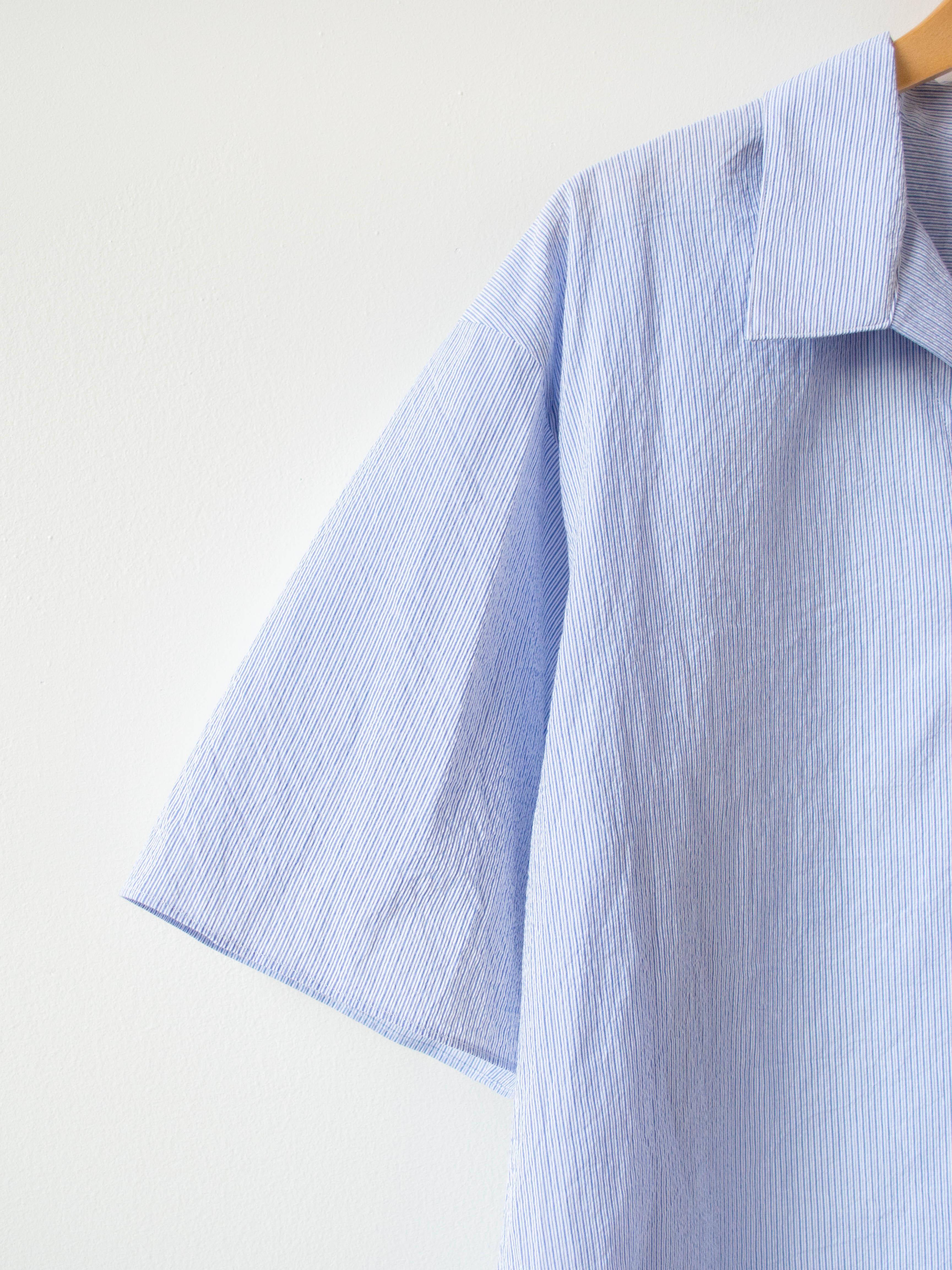 Namu Shop - Phlannel Finx Cotton Cordlane Skipper Collar Shirt - Blue Stripe