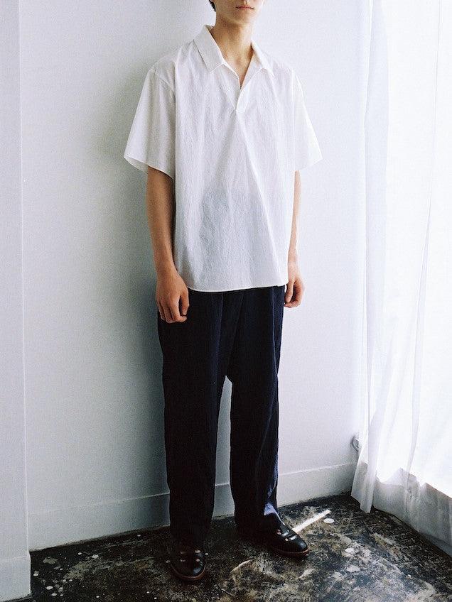 Namu Shop - Phlannel Finx Cotton Cordlane Skipper Collar Shirt - Blue Stripe