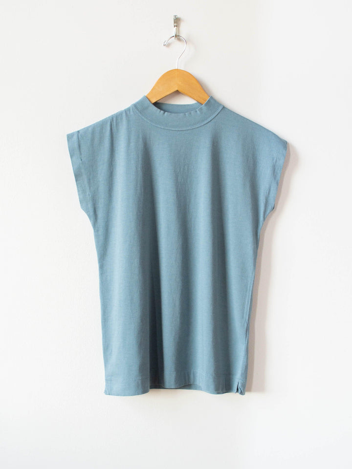 Namu Shop - Phlannel Light Suvin Cotton French-sleeve T-shirt - Blue