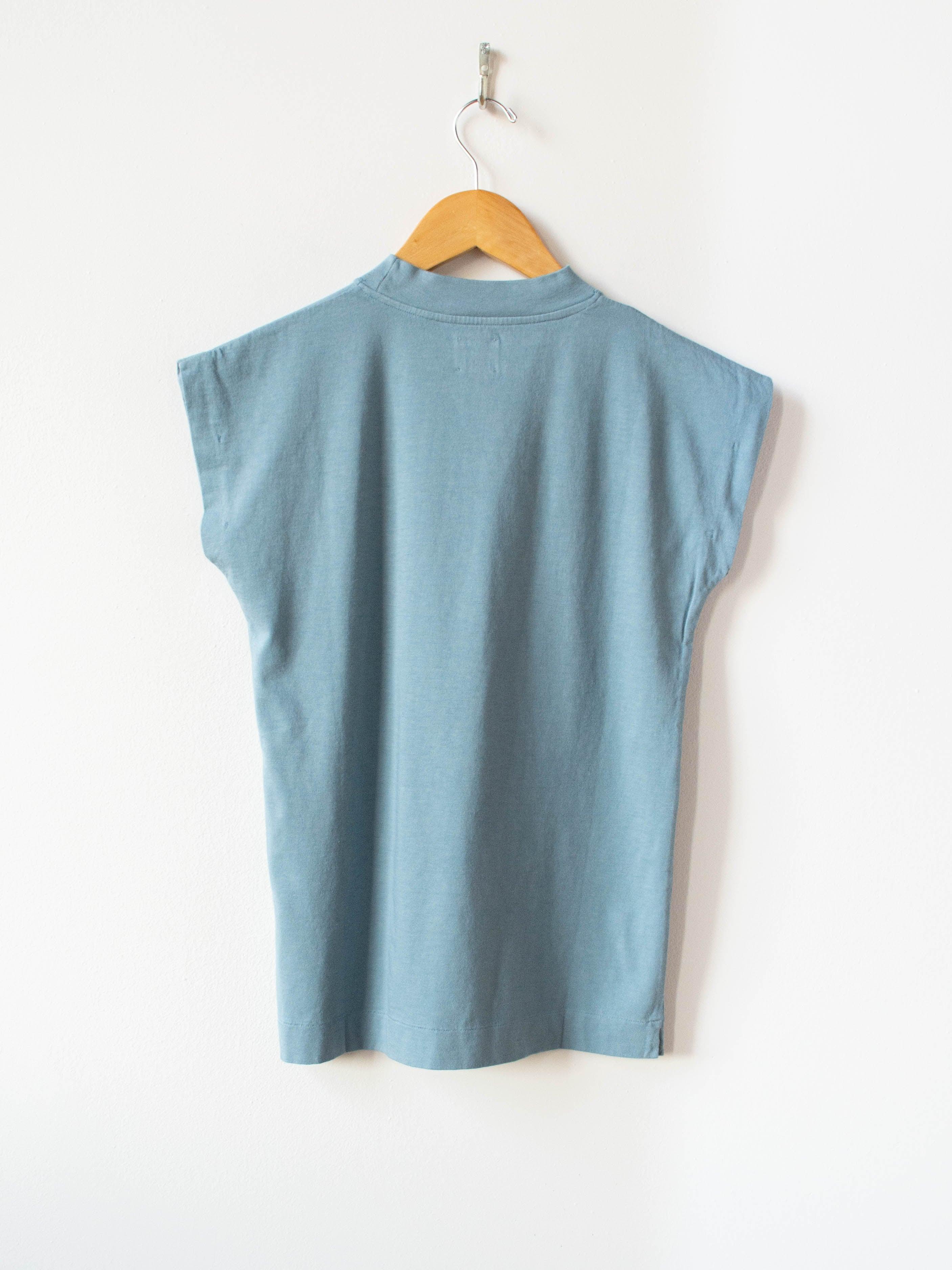 Namu Shop - Phlannel Light Suvin Cotton French-sleeve T-shirt - Blue