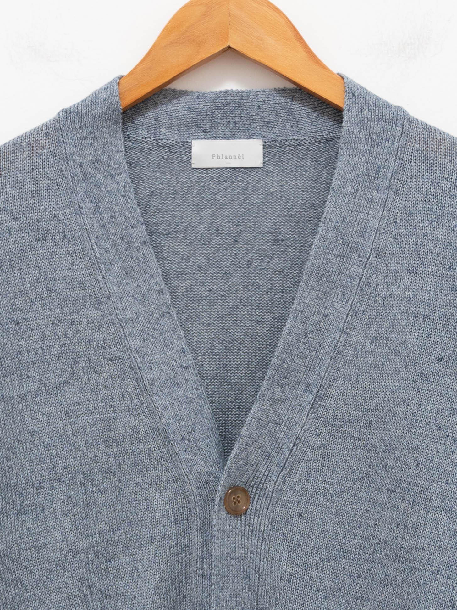 Namu Shop - Phlannel Linen Cotton Guernsey Cardigan - Blue