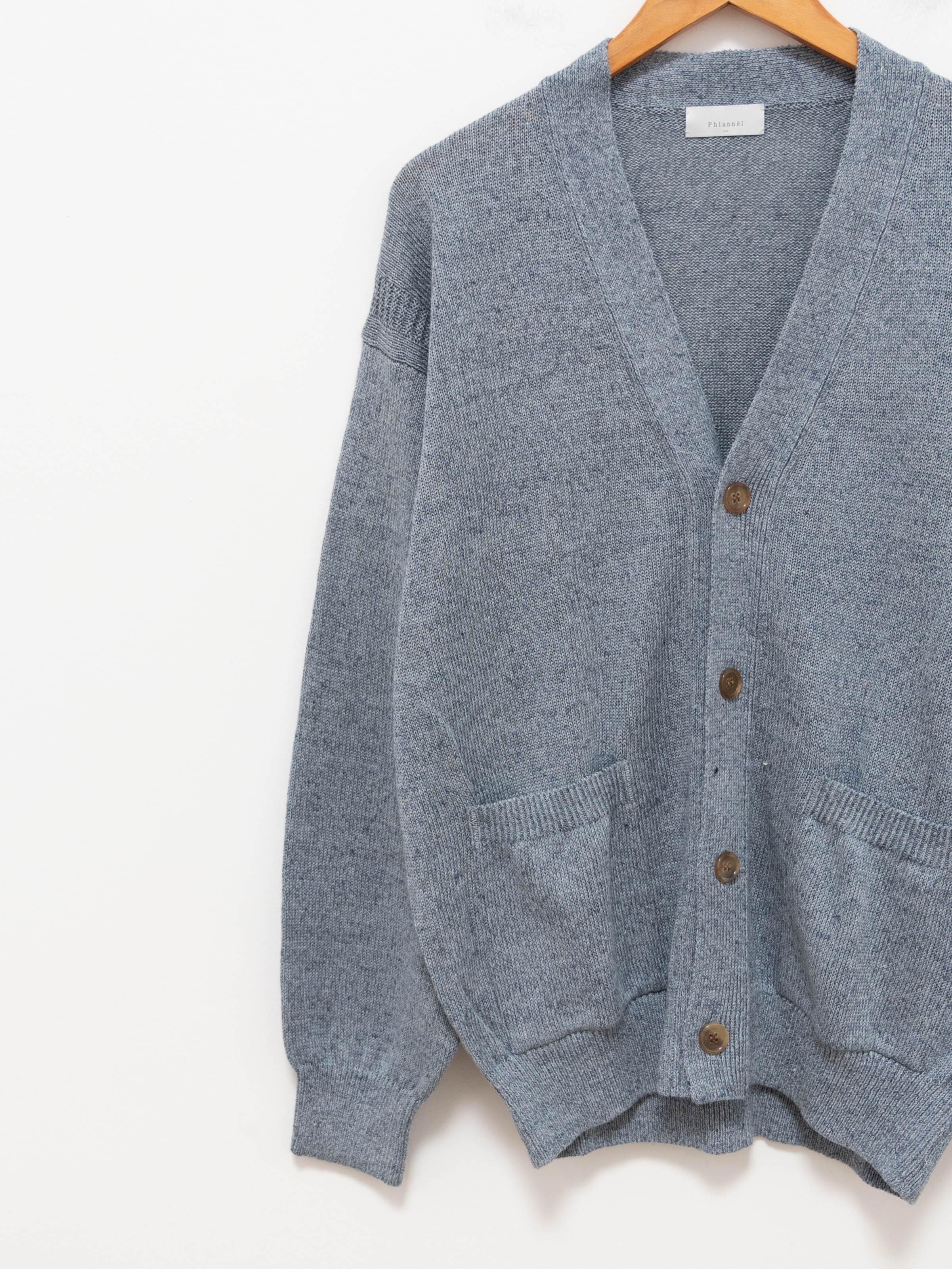Namu Shop - Phlannel Linen Cotton Guernsey Cardigan - Blue