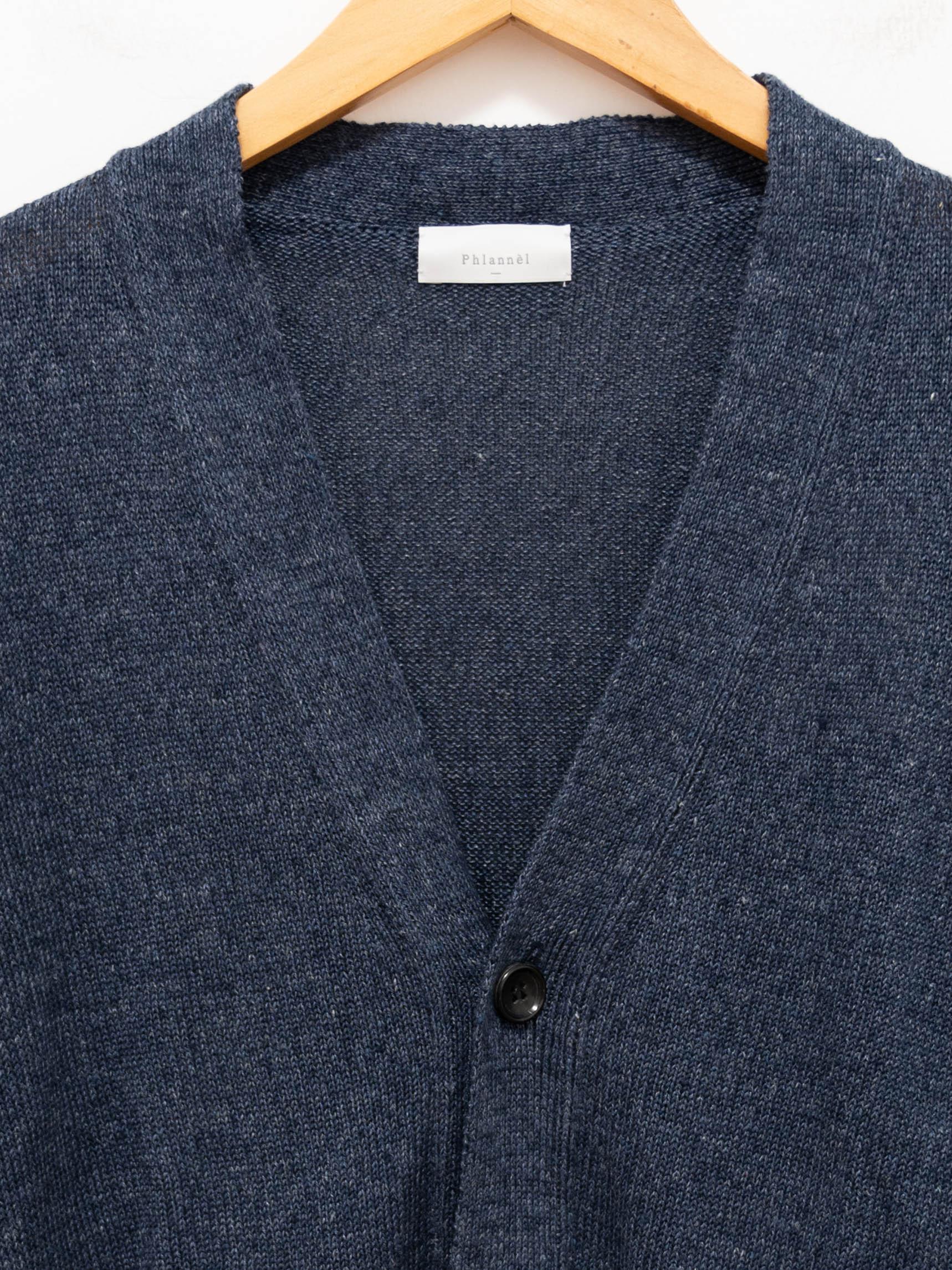 Namu Shop - Phlannel Linen Cotton Guernsey Cardigan - Indigo