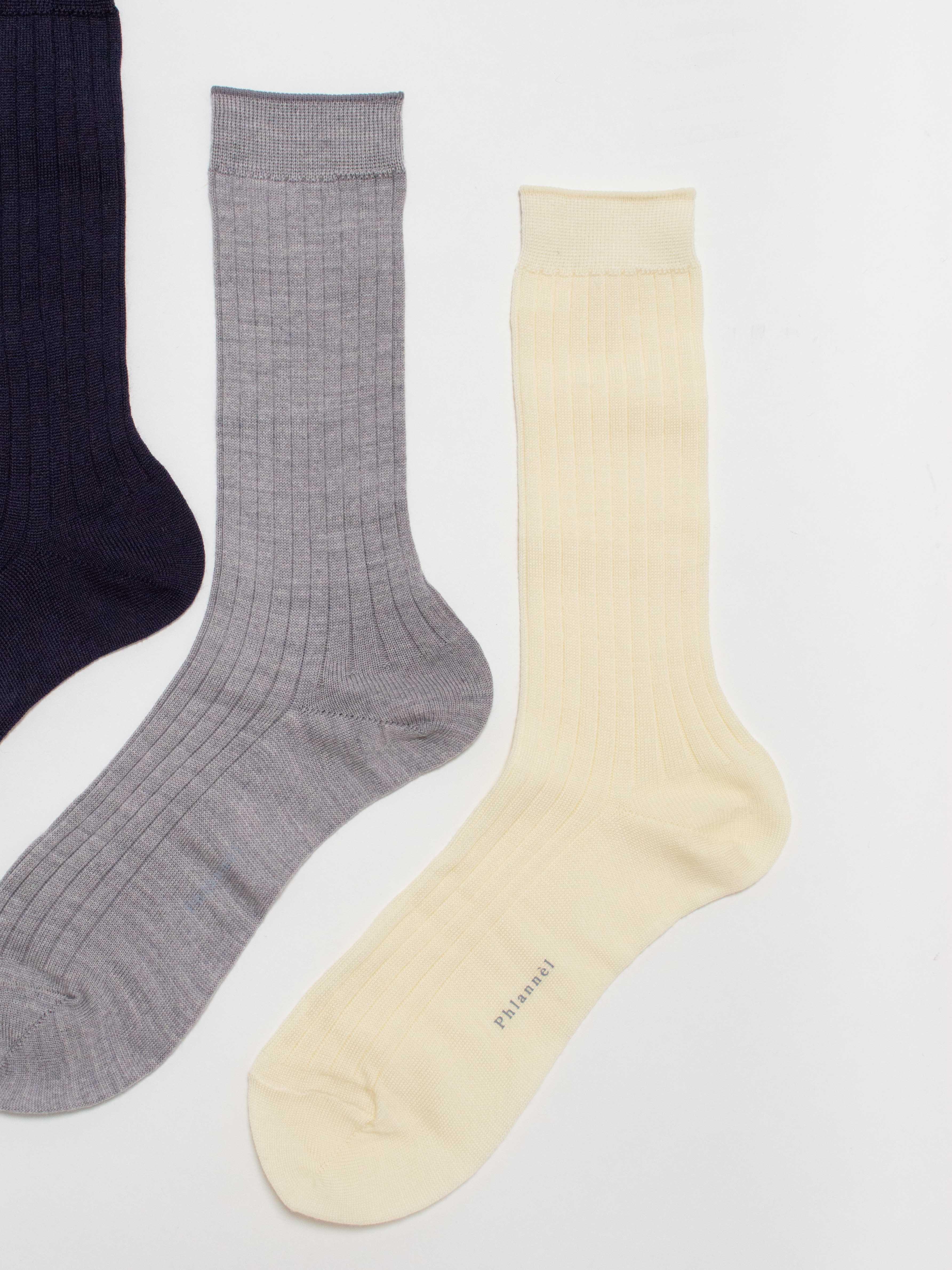 Namu Shop - Phlannel Men's 3-Pack Wool Socks (Navy, Ivory, Gray)