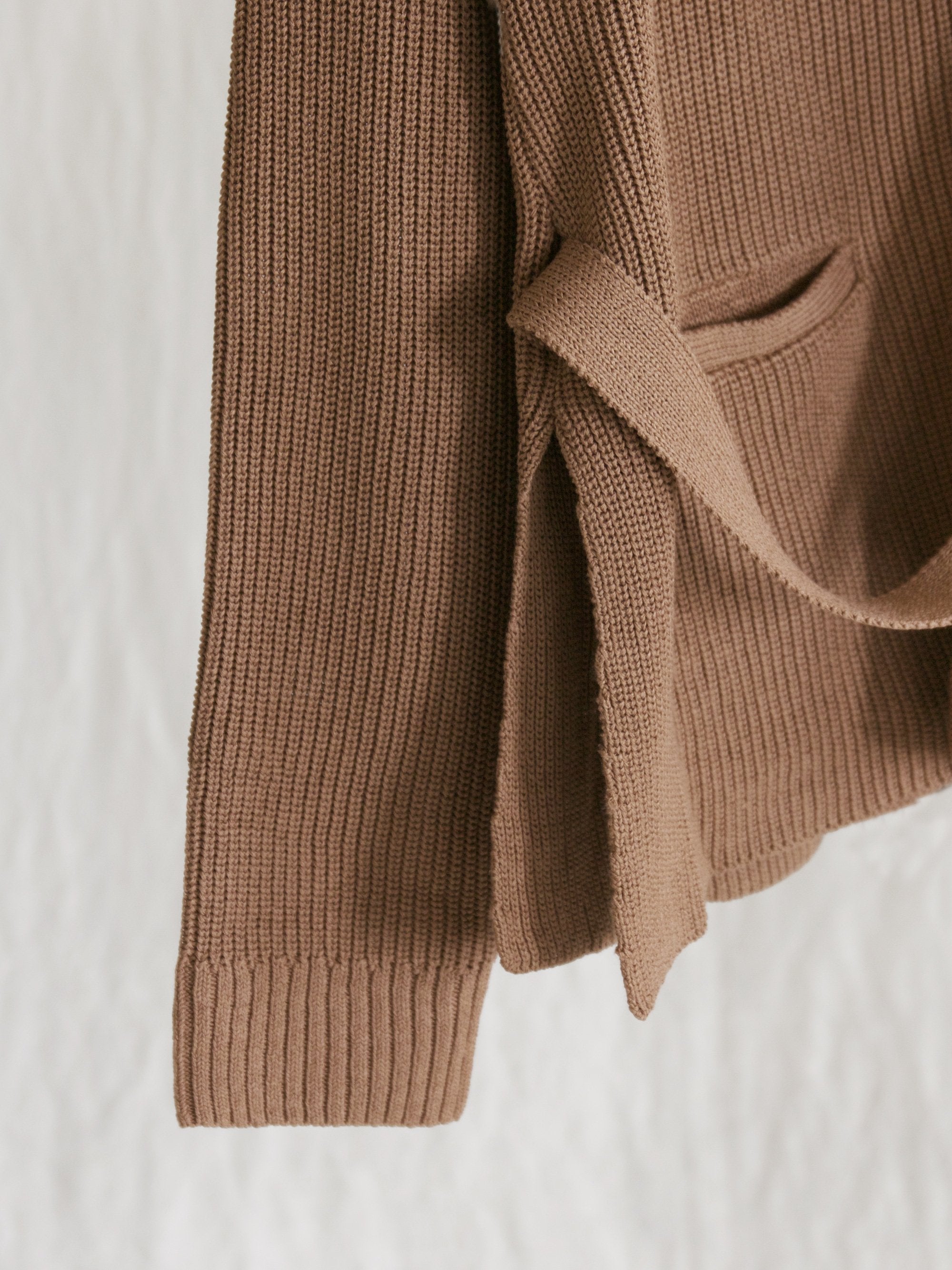 Namu Shop - Phlannel Washi Silk Belted Knit Cardigan - Almond