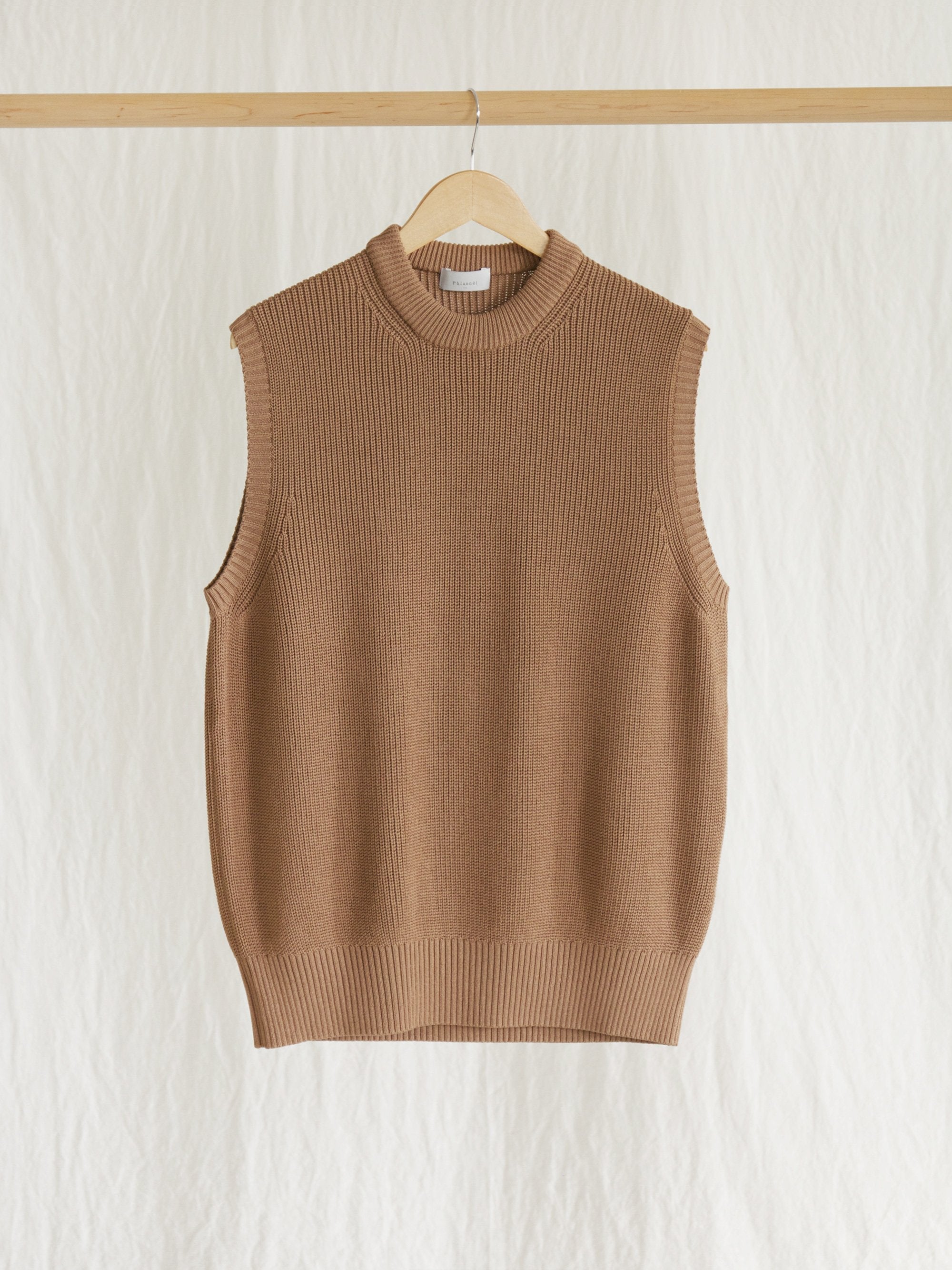 Namu Shop - Phlannel Washi/Silk Crew Neck Knit Vest - Almond