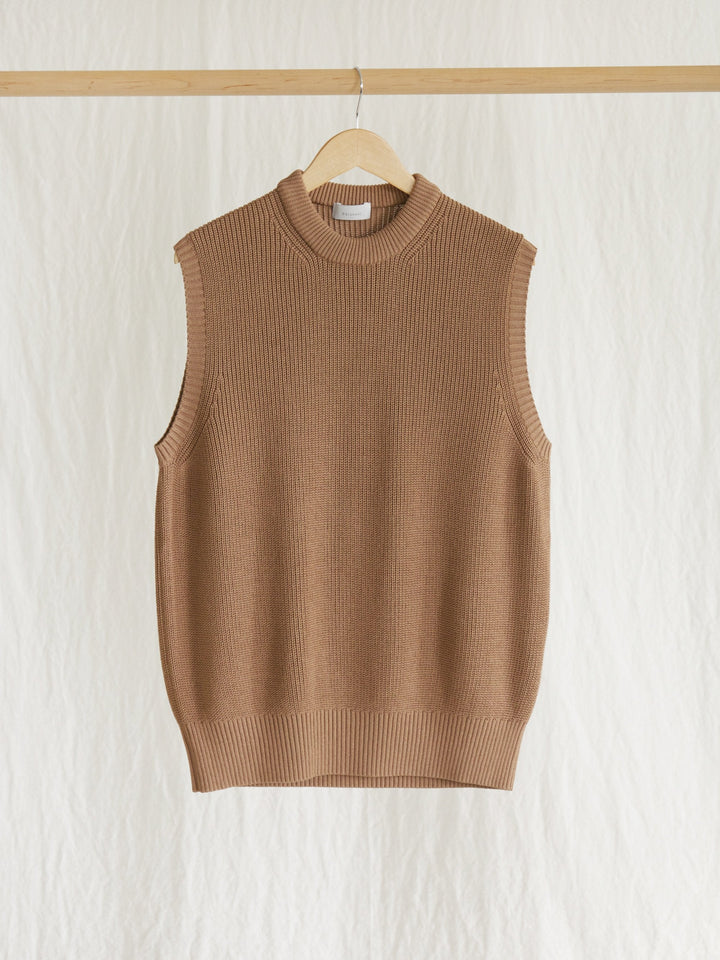 Namu Shop - Phlannel Washi/Silk Crew Neck Knit Vest - Almond