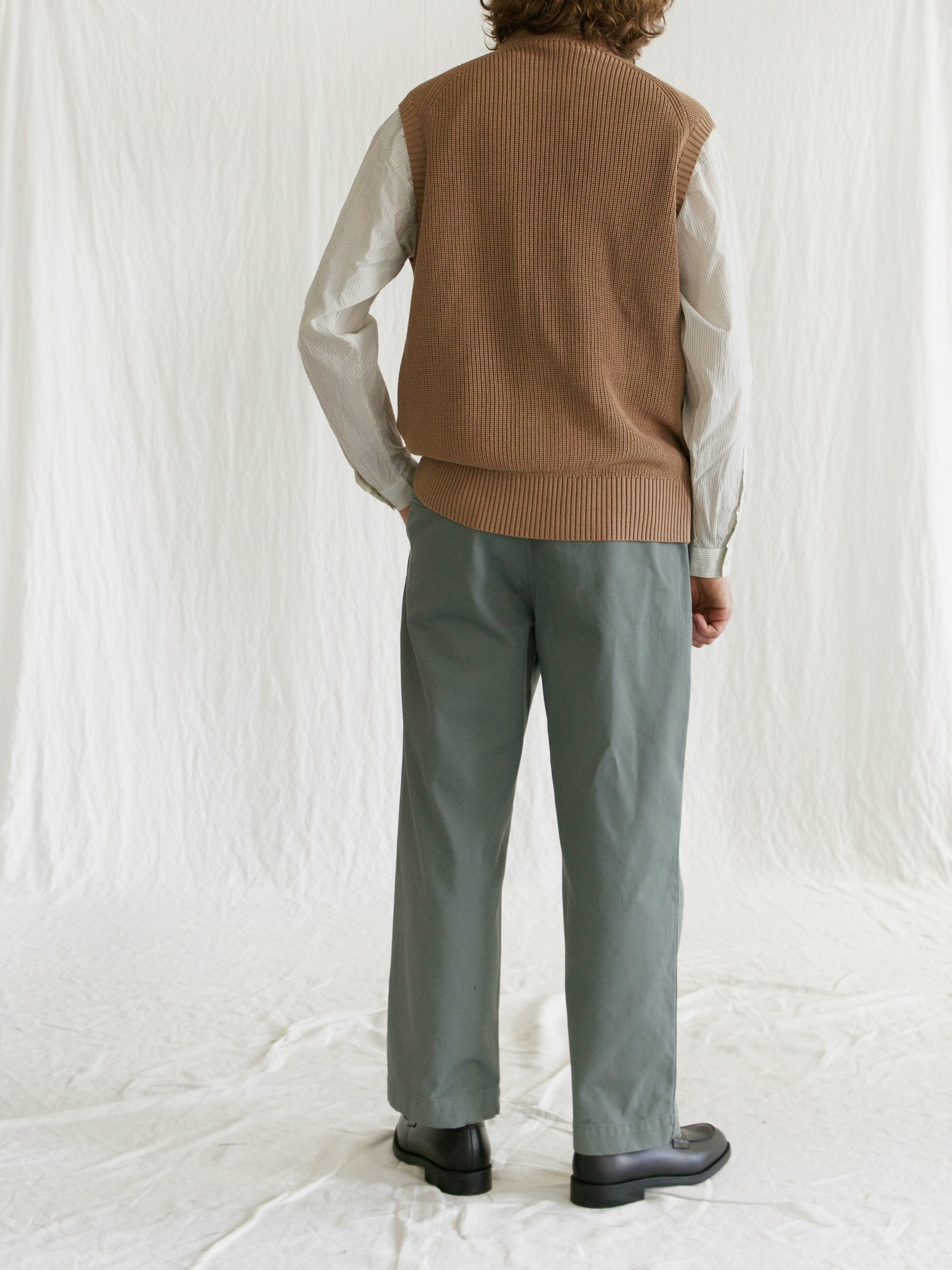 Namu Shop - Phlannel Washi/Silk Crew Neck Knit Vest - Almond