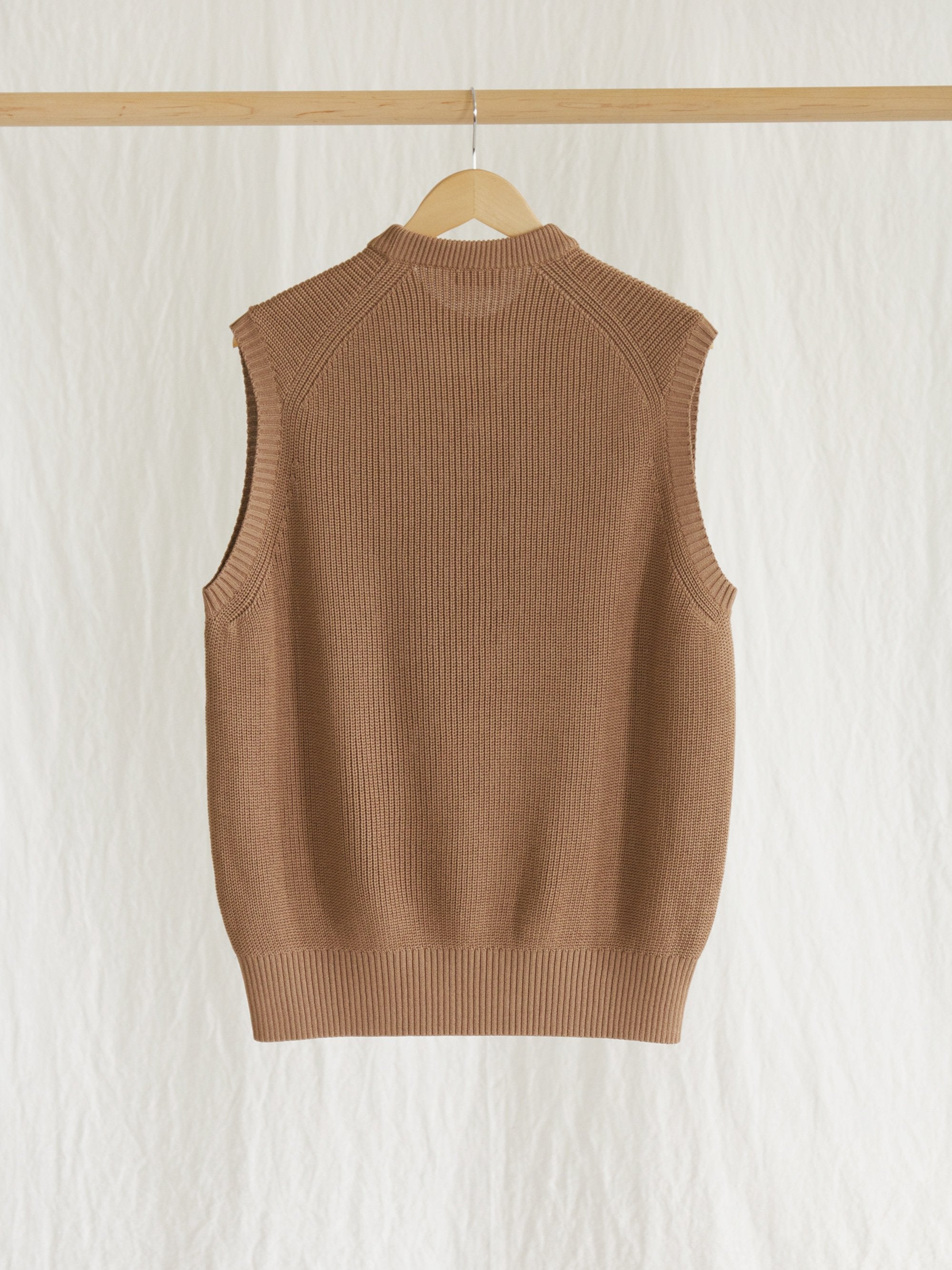 Namu Shop - Phlannel Washi/Silk Crew Neck Knit Vest - Almond