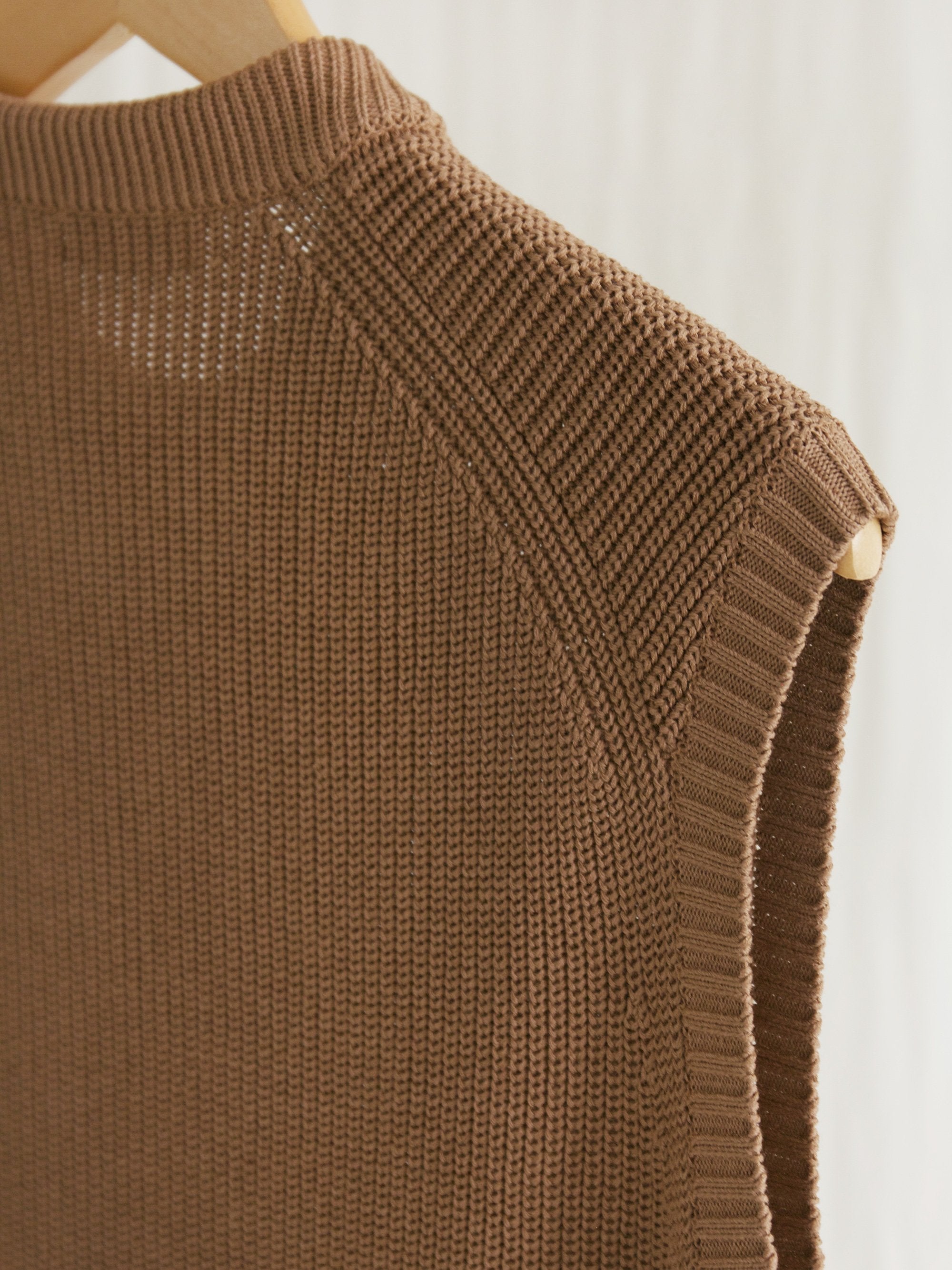 Namu Shop - Phlannel Washi/Silk Crew Neck Knit Vest - Almond