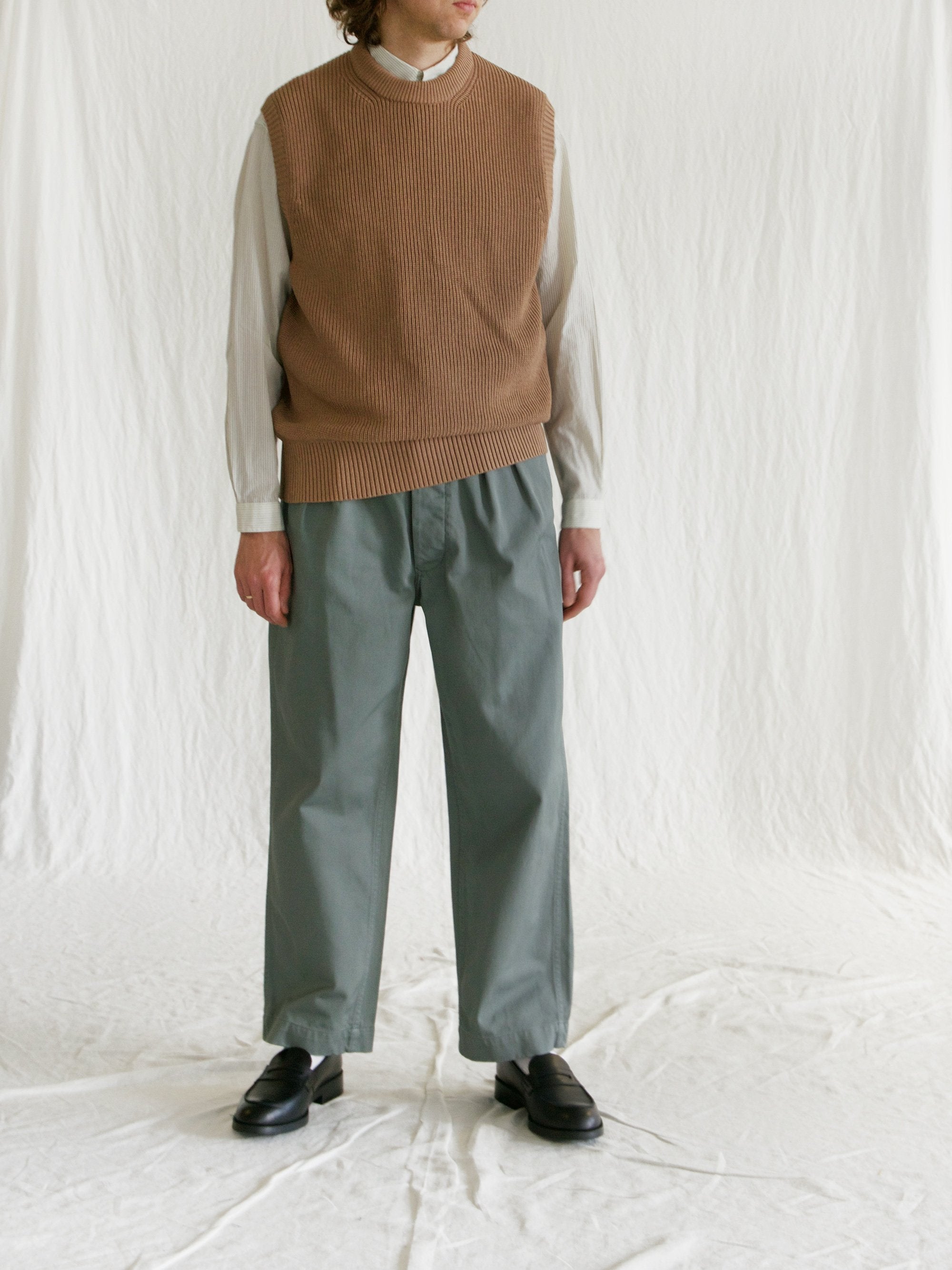 Namu Shop - Phlannel Washi/Silk Crew Neck Knit Vest - Almond