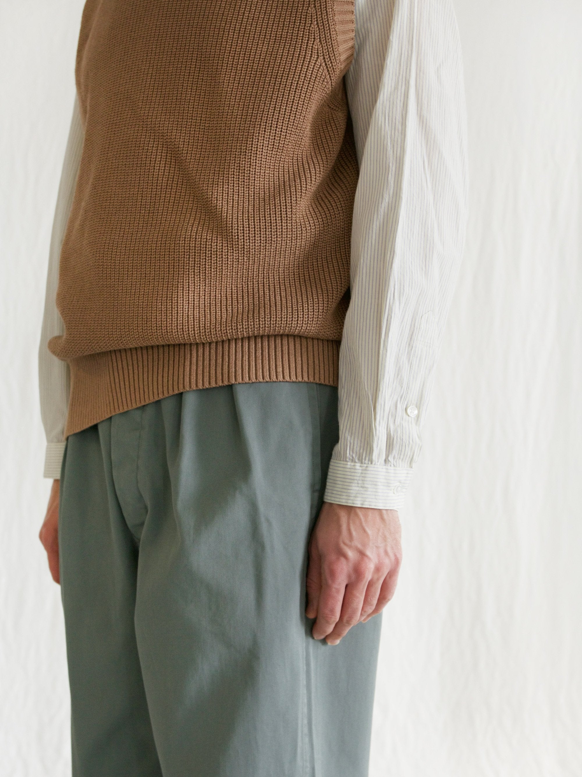 Namu Shop - Phlannel Washi/Silk Crew Neck Knit Vest - Almond